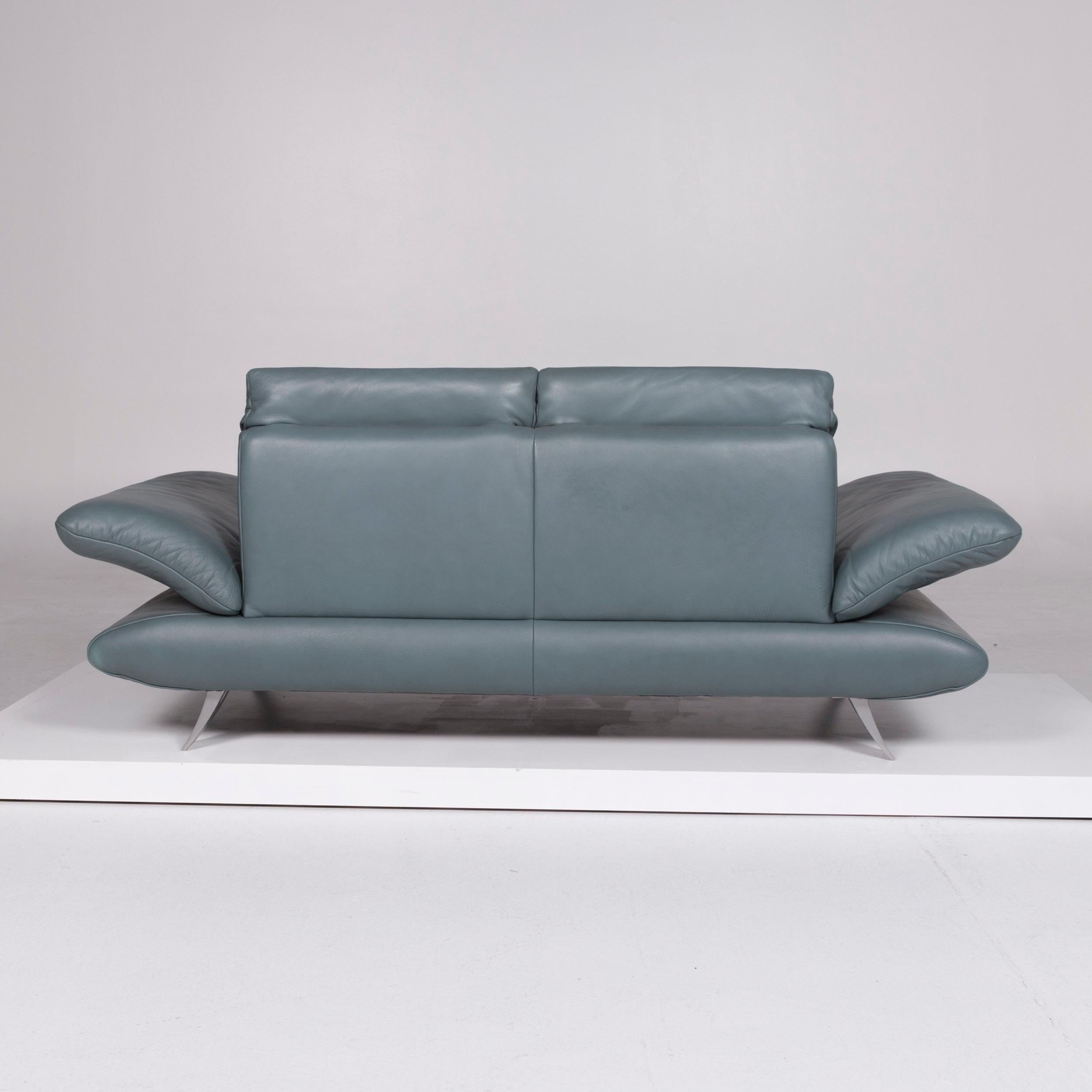 Koinor Rossini Designer Leder Sofa Garnitur Grün Zweisitzer Hocker #10467 im Angebot 3