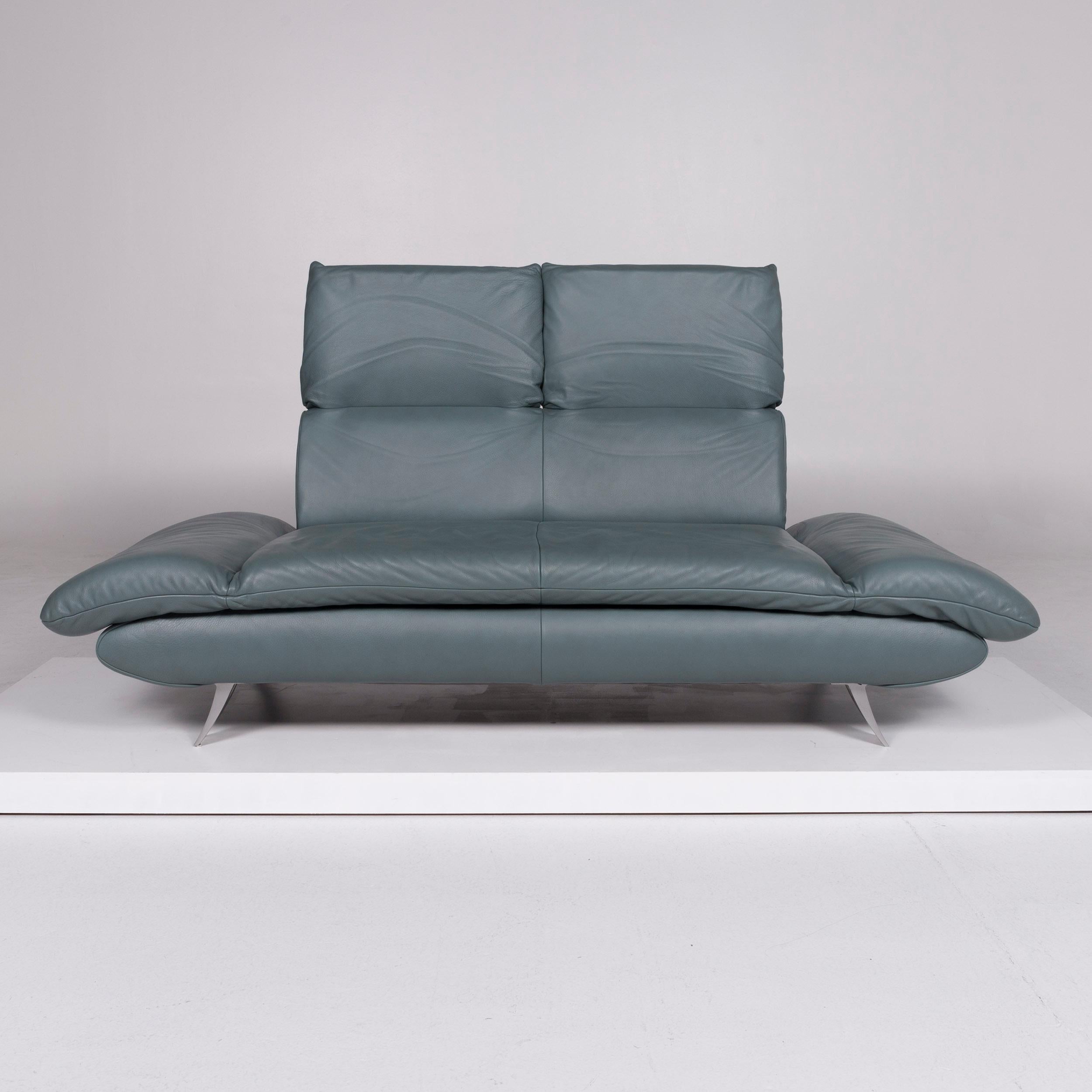 Koinor Rossini Designer Leder Sofa Garnitur Grün Zweisitzer Hocker #10467 (Moderne) im Angebot