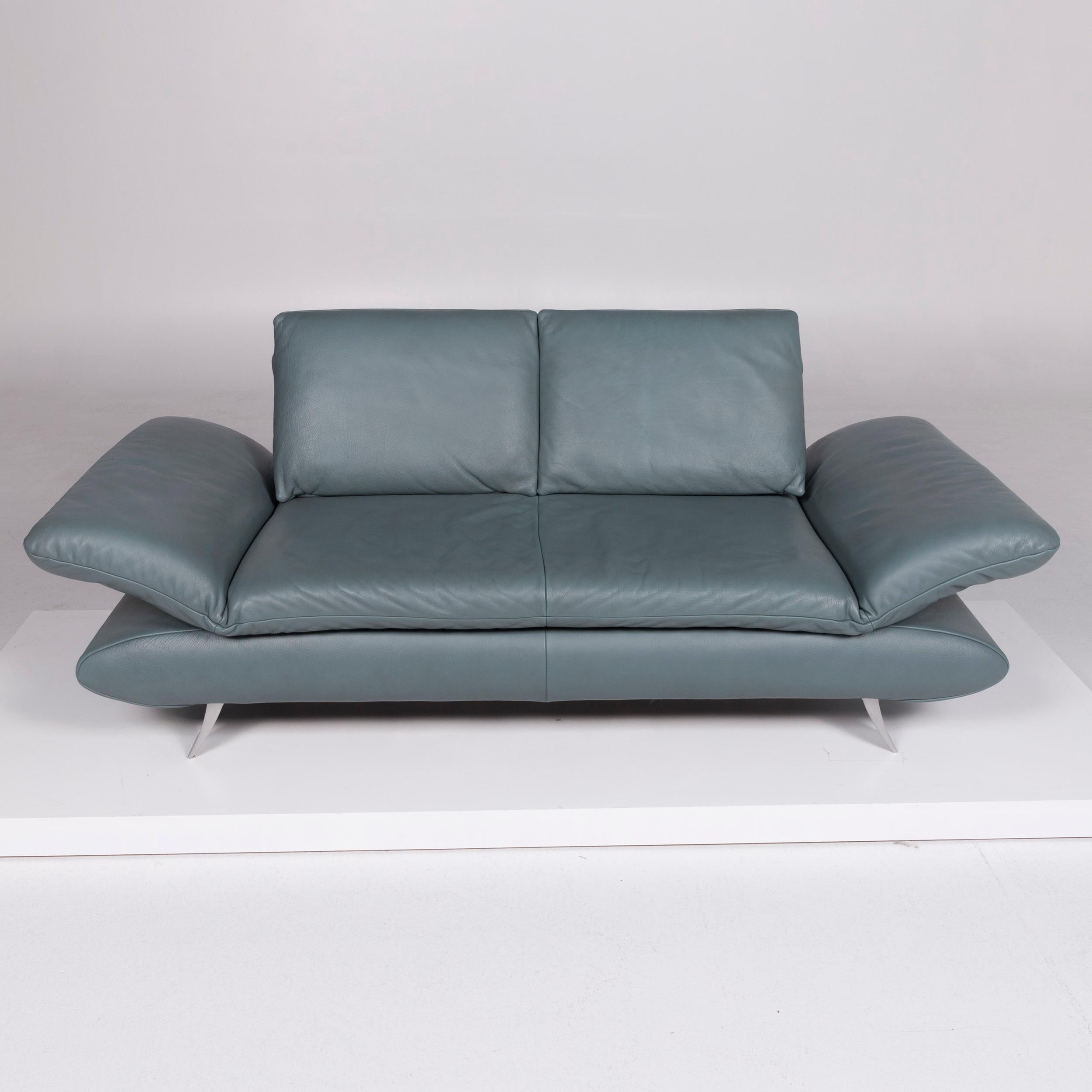 Koinor Rossini Designer Leder Sofa Garnitur Grün Zweisitzer Hocker #10467 im Angebot 1