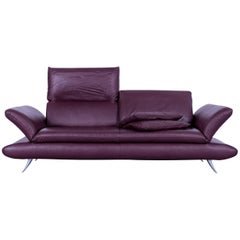 Koinor Rossini Designer Two-Seat Sofa Bordeaux Red Wine Leather Function Modern