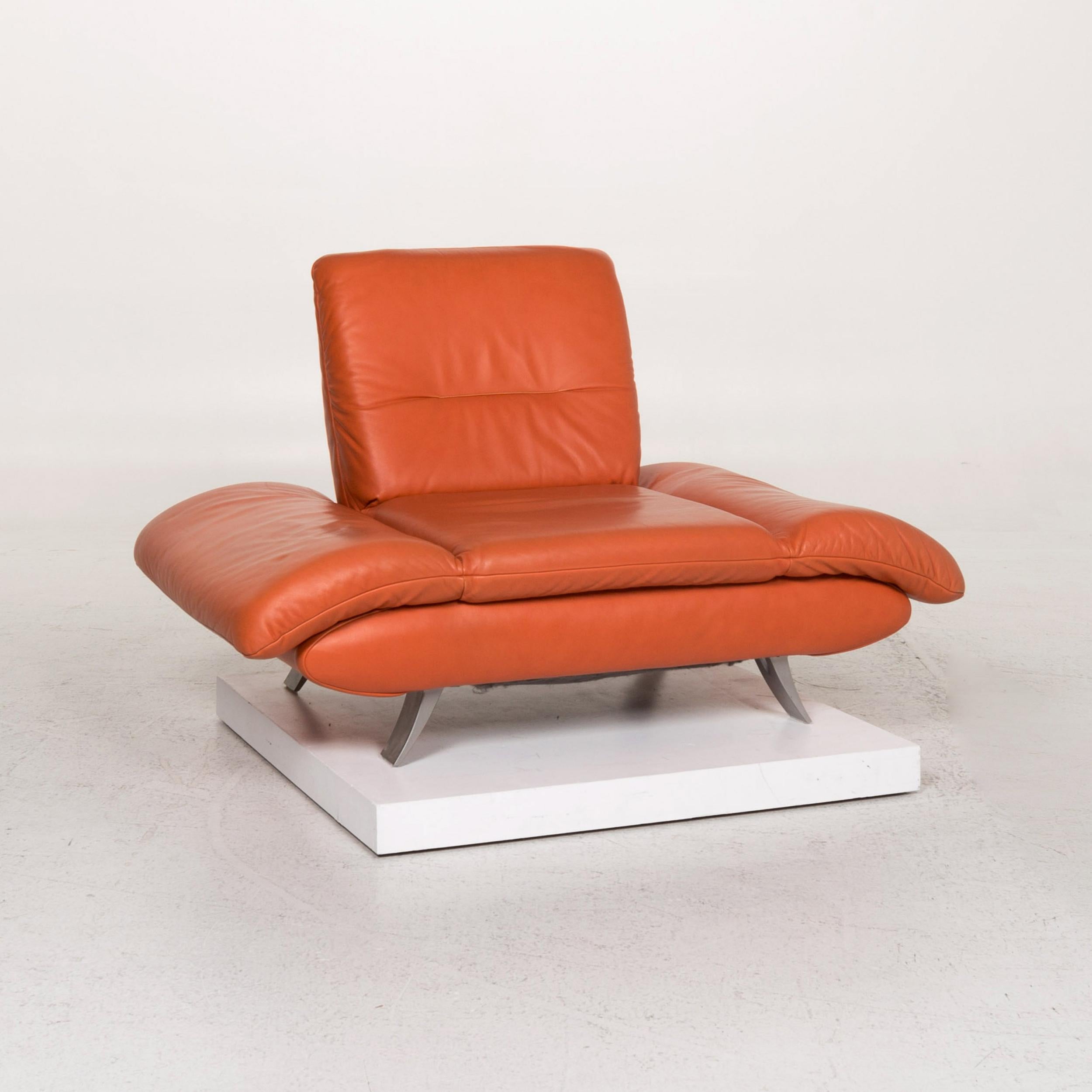 orange leather armchair