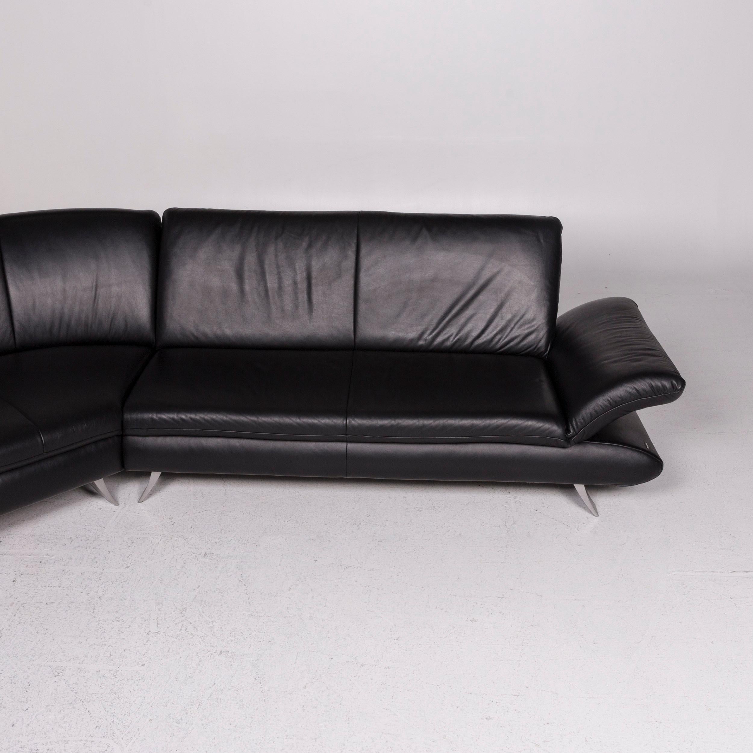 Koinor Rossini Leather Corner Sofa Black Sofa Couch 1