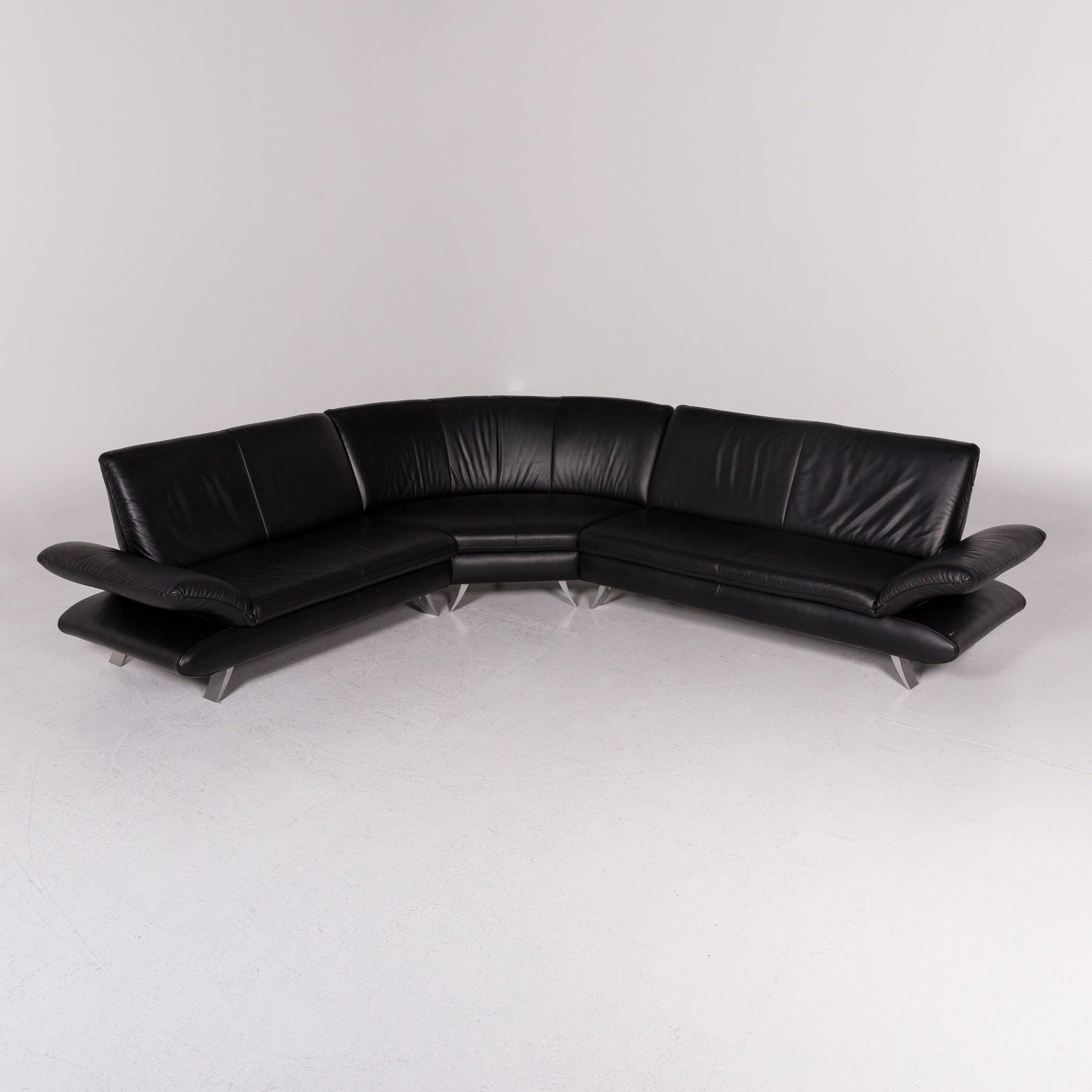 Koinor Rossini Leather Corner Sofa Black Sofa Couch 2