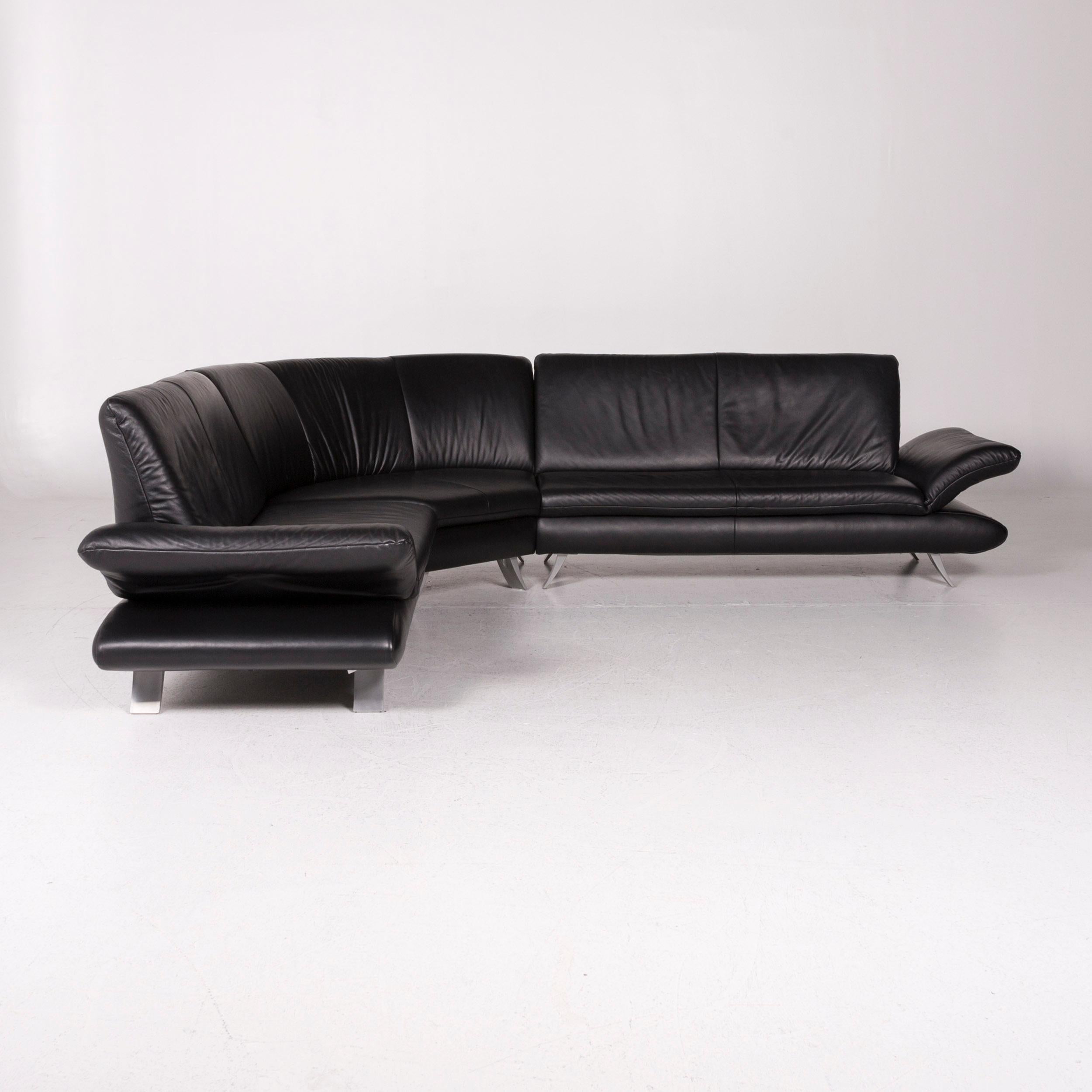 Koinor Rossini Leather Corner Sofa Black Sofa Couch 3
