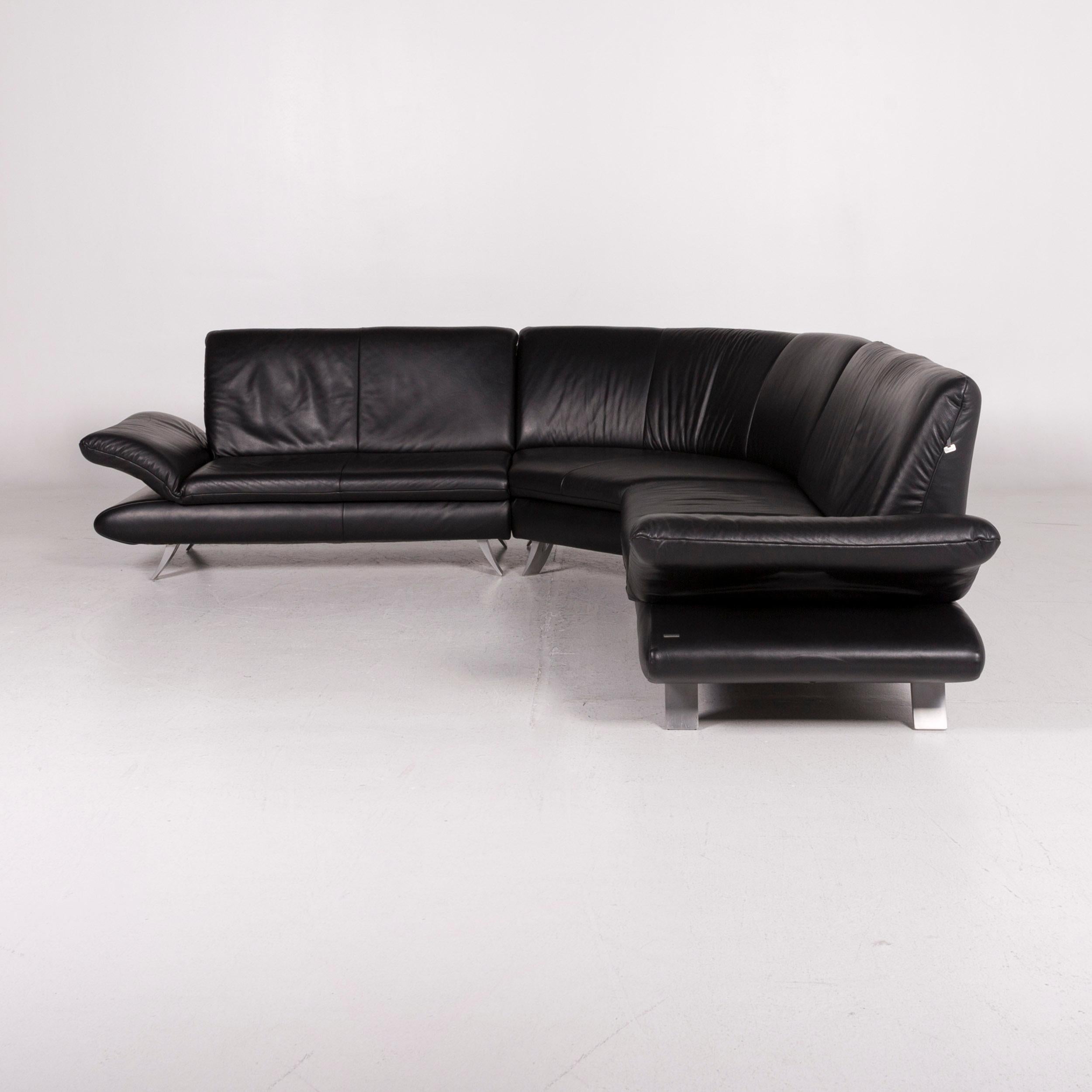 Koinor Rossini Leather Corner Sofa Black Sofa Couch 5