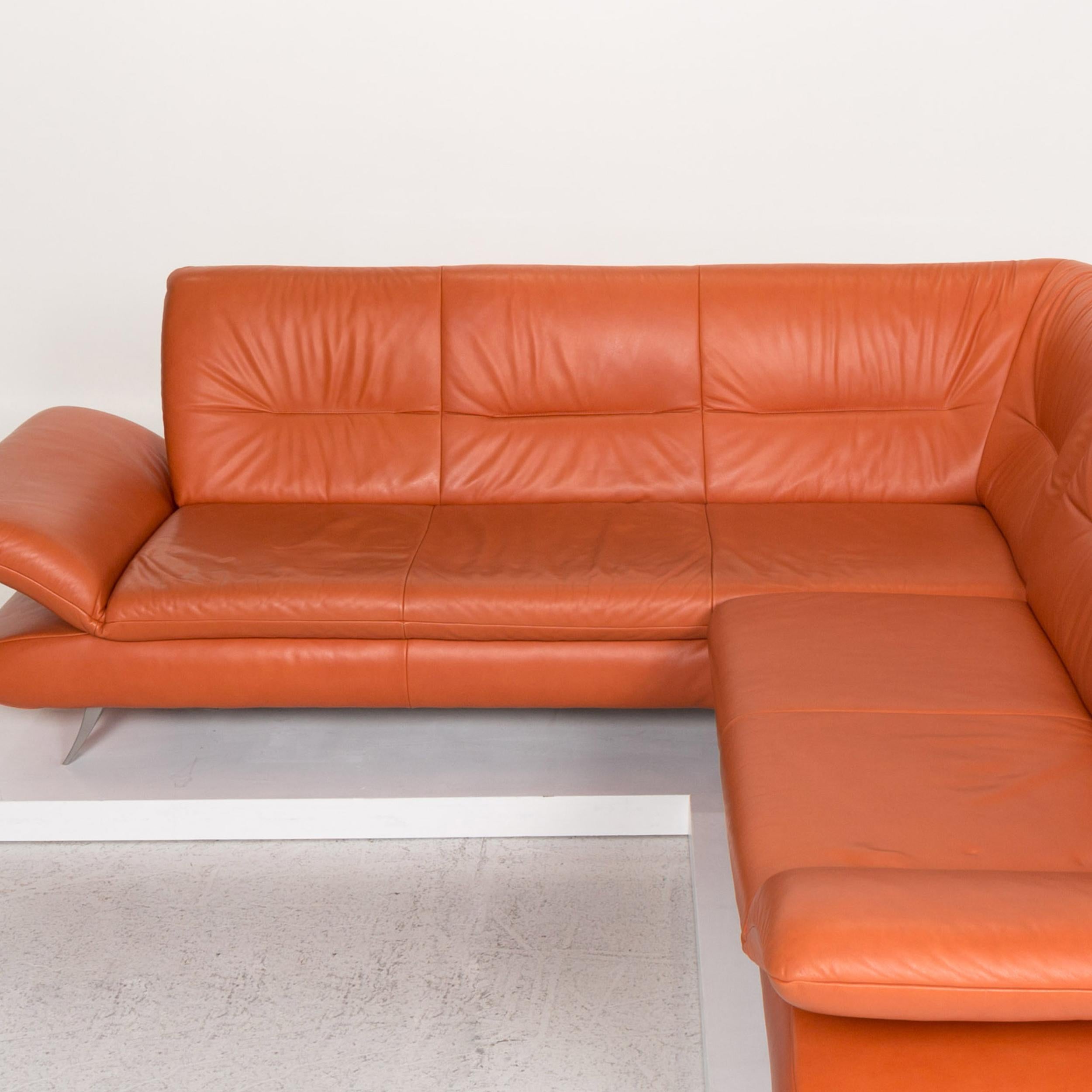 Koinor Rossini Leather Corner Sofa Terracotta Orange Sofa Function Couch 1