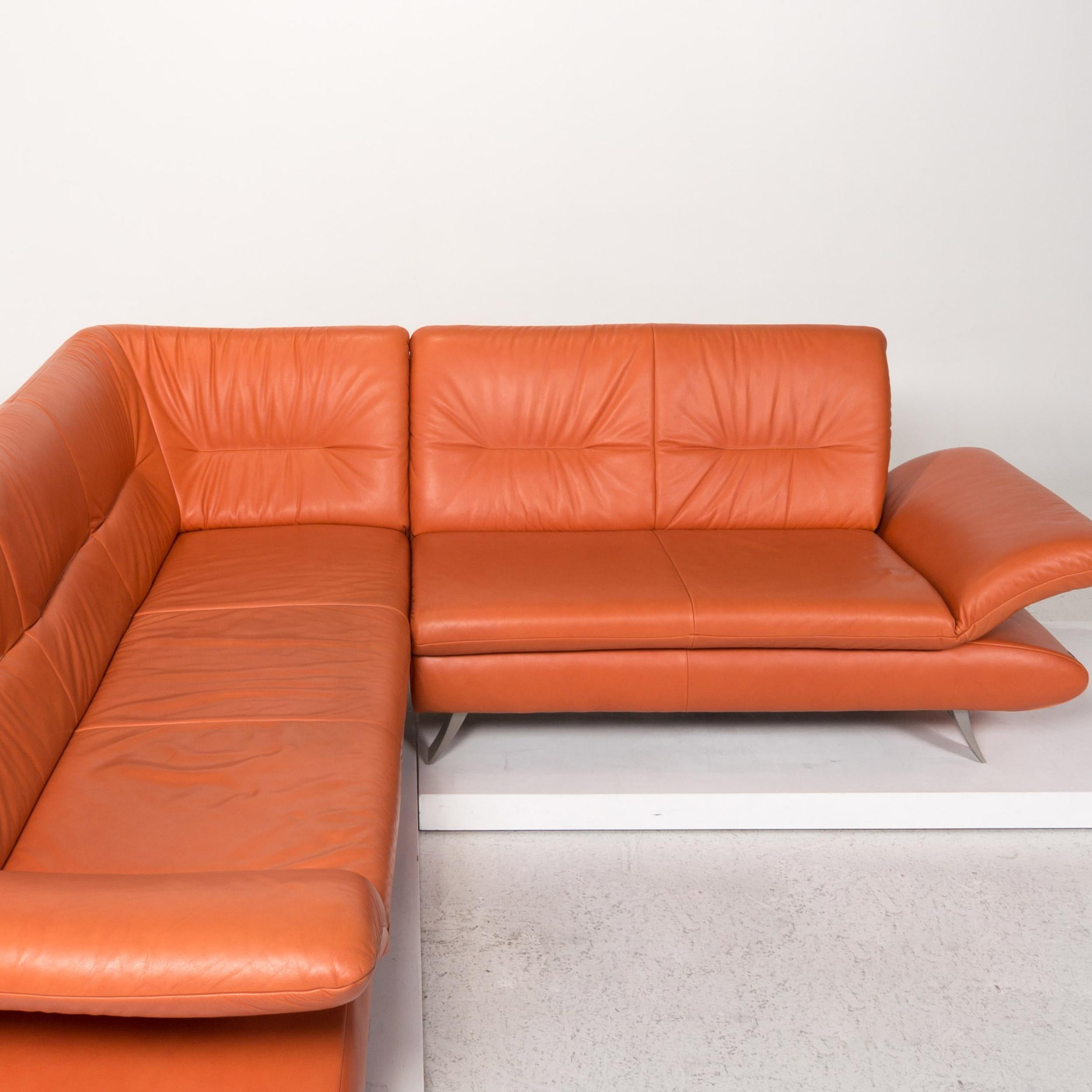 Koinor Rossini Leather Corner Sofa Terracotta Orange Sofa Function Couch 2