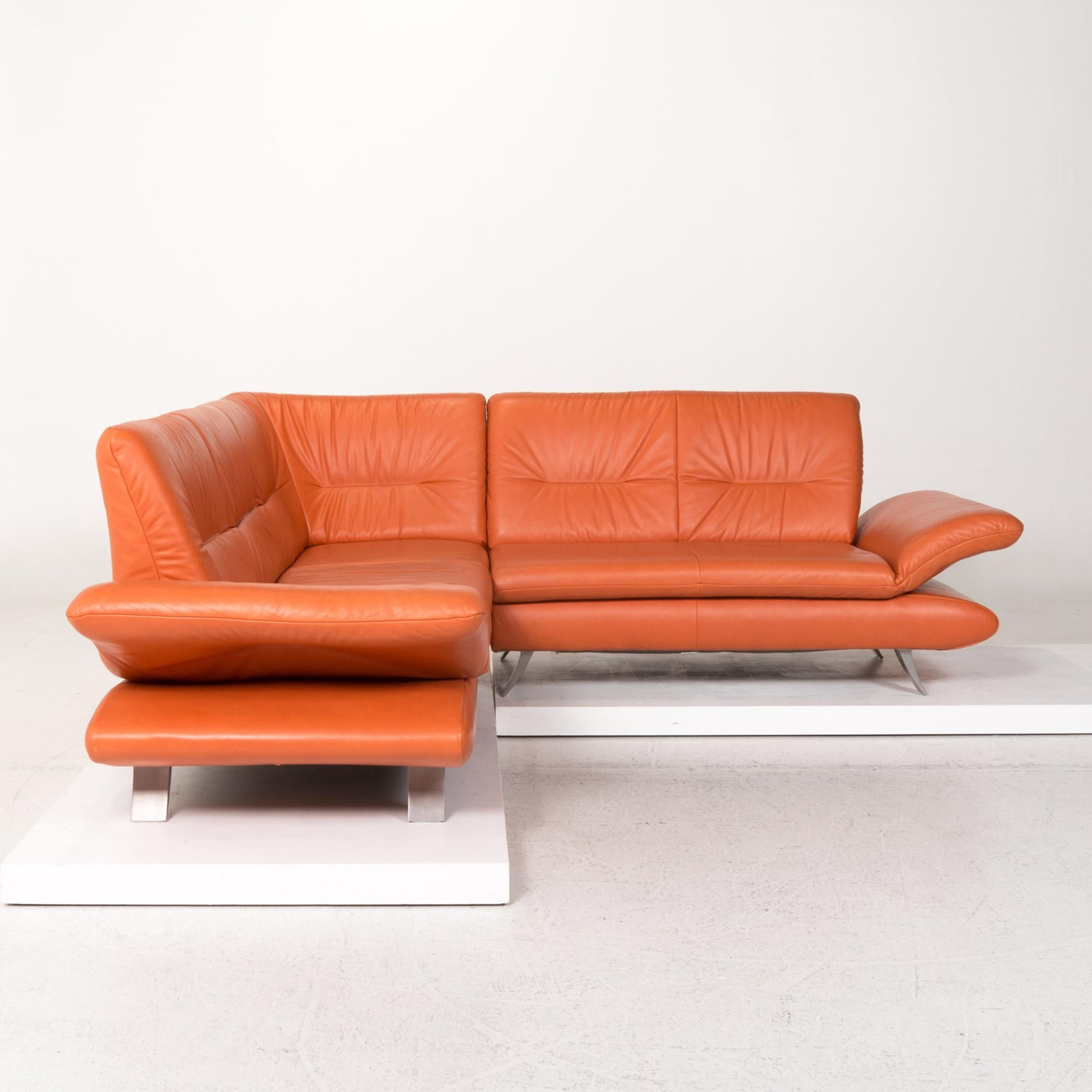 Koinor Rossini Leather Corner Sofa Terracotta Orange Sofa Function Couch 3