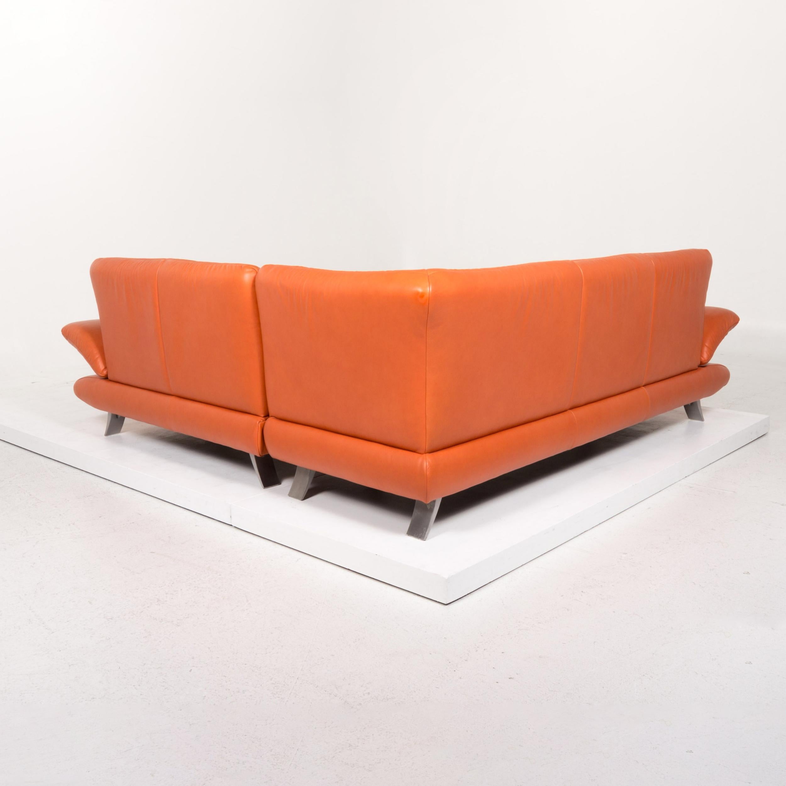 Koinor Rossini Leather Corner Sofa Terracotta Orange Sofa Function Couch 4