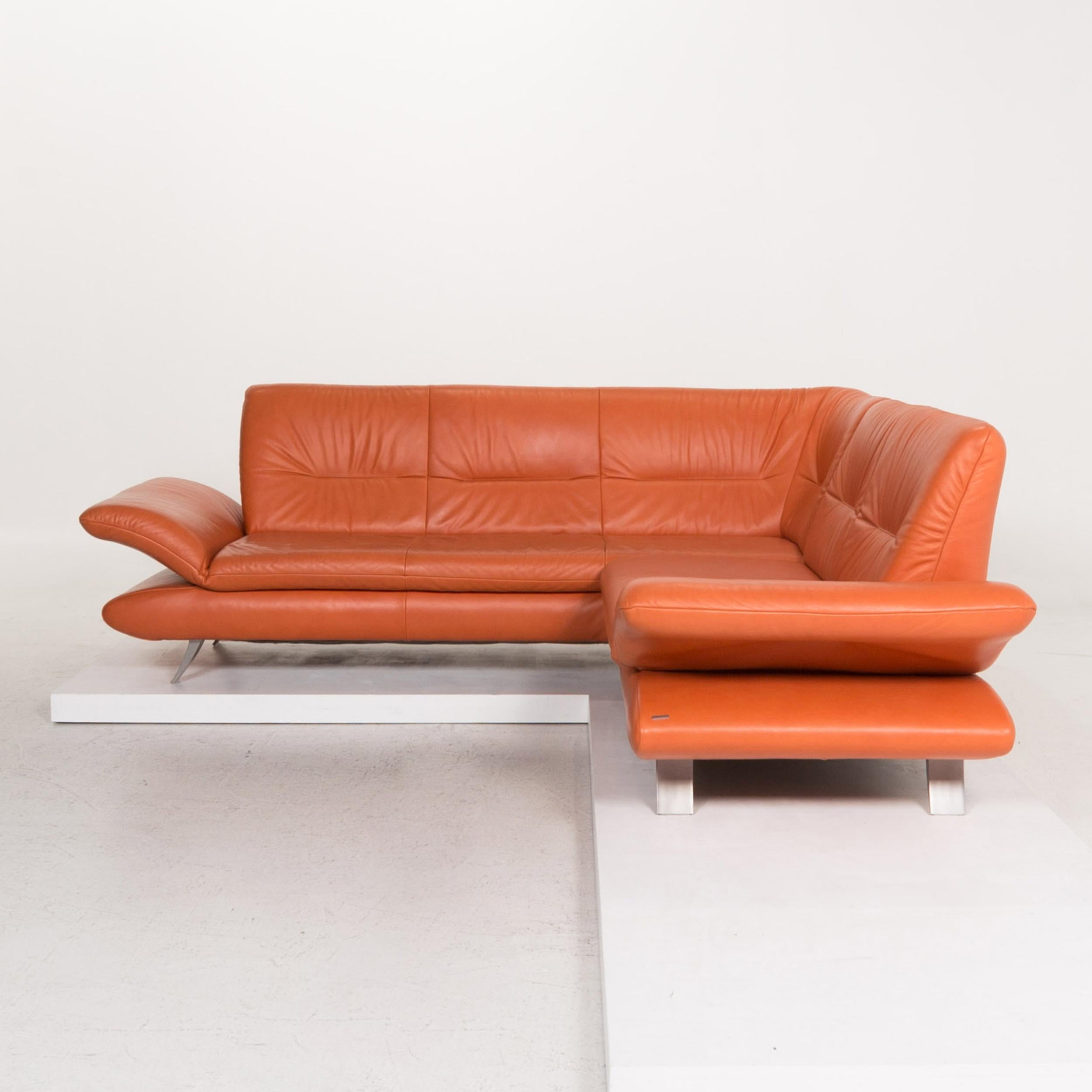 Koinor Rossini Leather Corner Sofa Terracotta Orange Sofa Function Couch 5