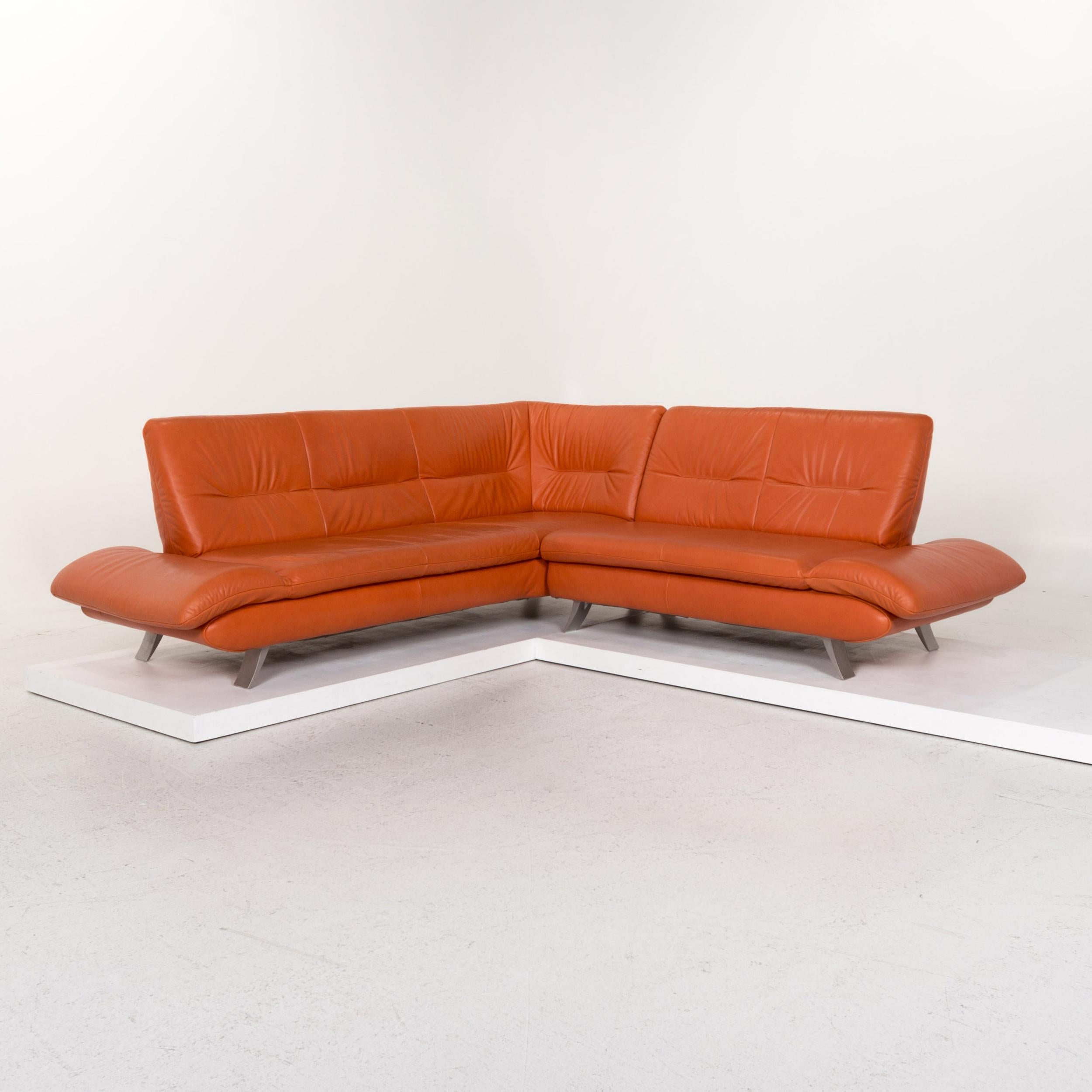 orange leather corner sofa