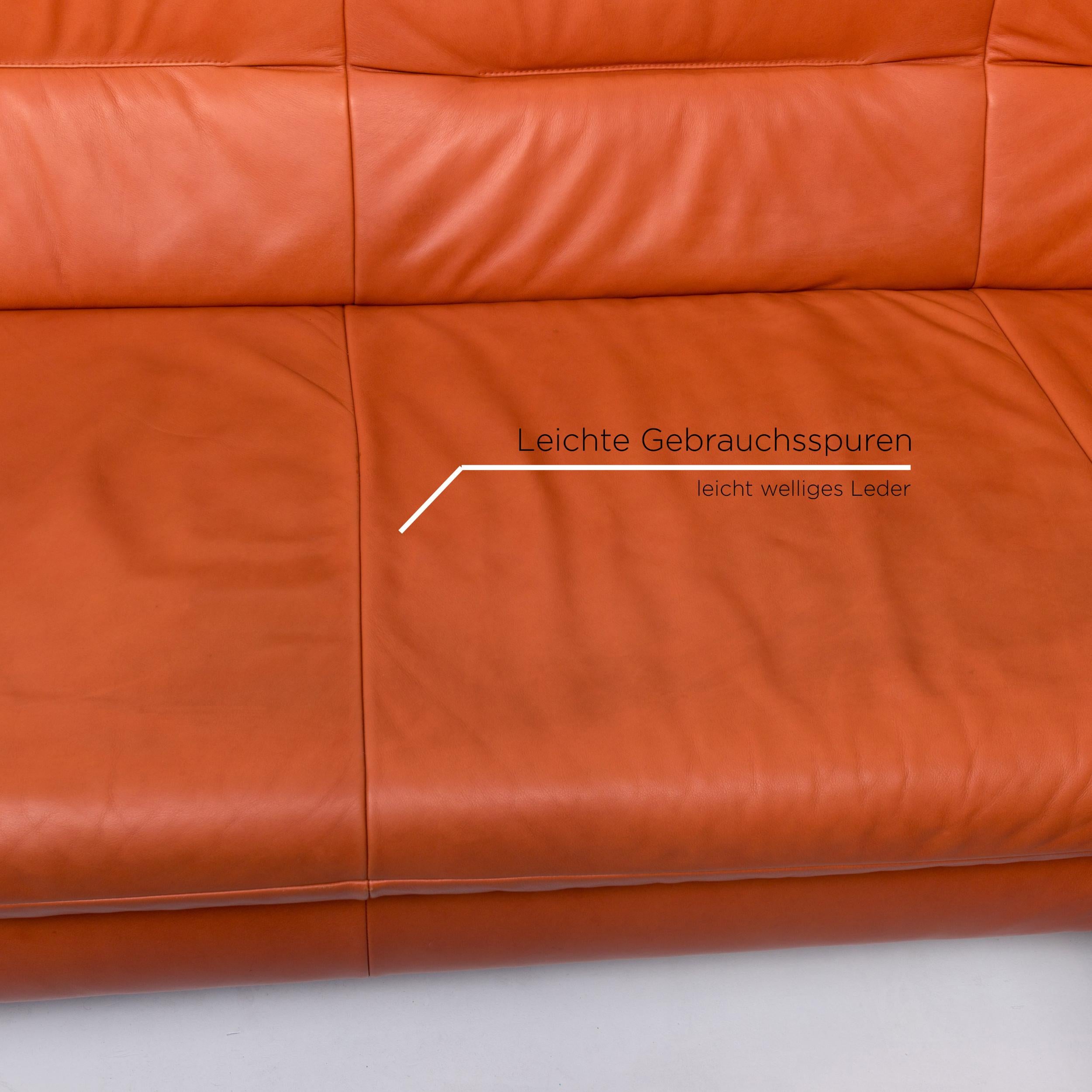 Modern Koinor Rossini Leather Corner Sofa Terracotta Orange Sofa Function Couch