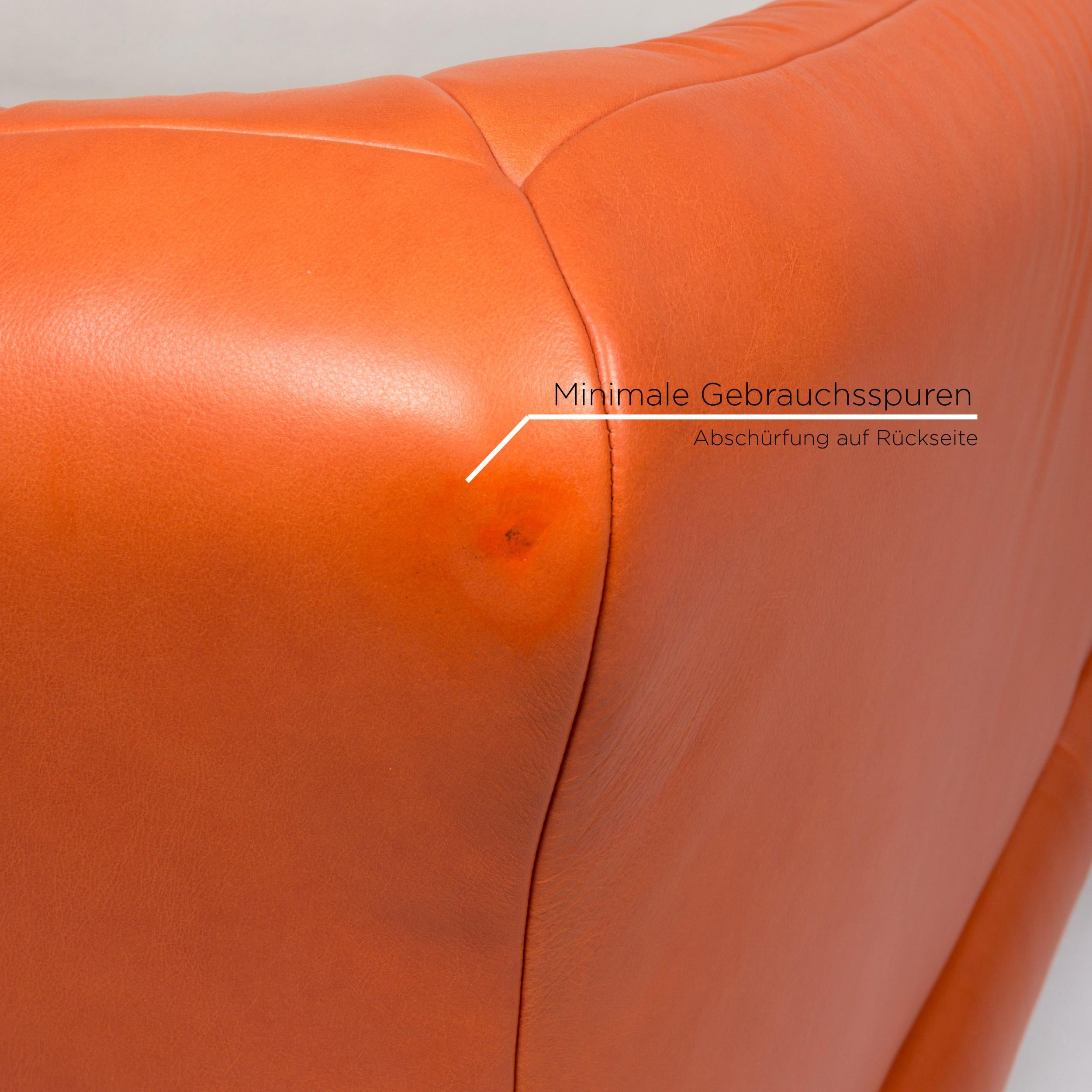 German Koinor Rossini Leather Corner Sofa Terracotta Orange Sofa Function Couch