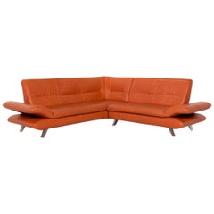 Koinor Rossini Leather Corner Sofa Terracotta Orange Sofa Function Couch