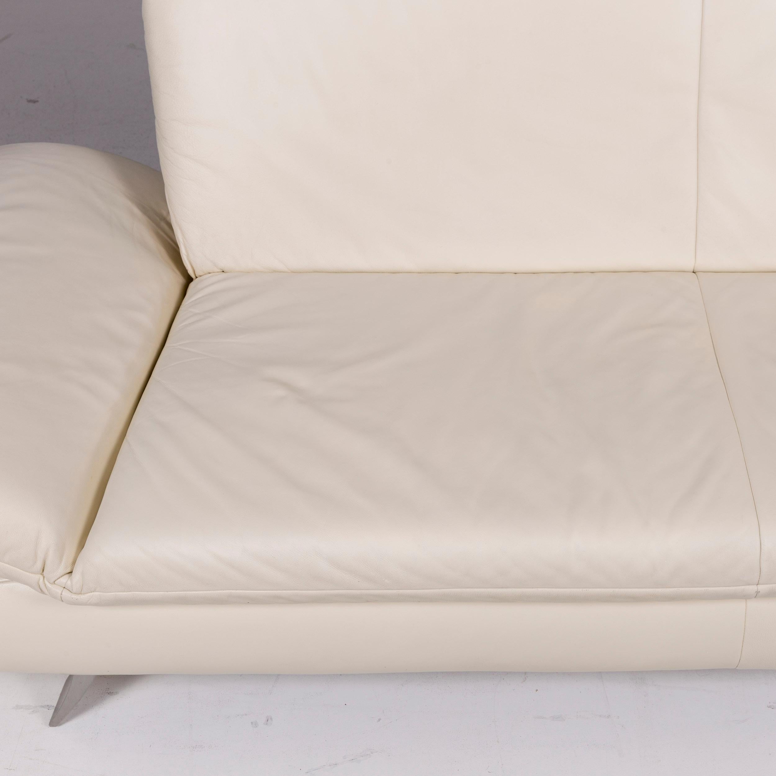 Koinor Rossini Leather Cream Sofa Three-Seat Function Couch In Good Condition For Sale In Cologne, DE