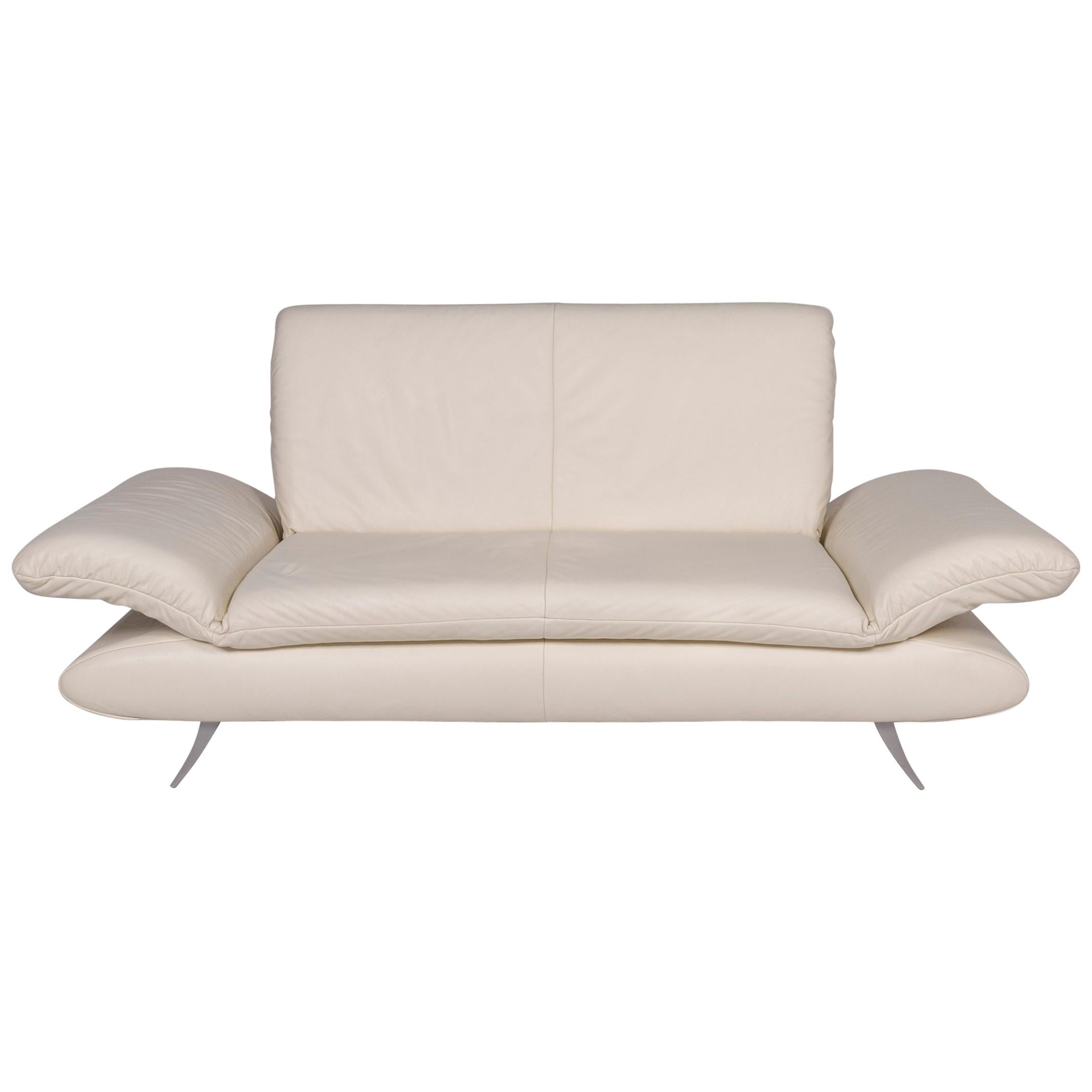 Koinor Rossini Leather Cream Sofa Two-Seat Function Couch For Sale