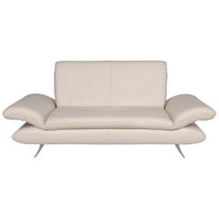Koinor Rossini Leather Cream Sofa Two-Seat Function Couch