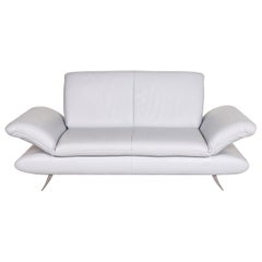 Koinor Rossini Leder-Sofa in Blau und Eisblau mit zwei Sitzern