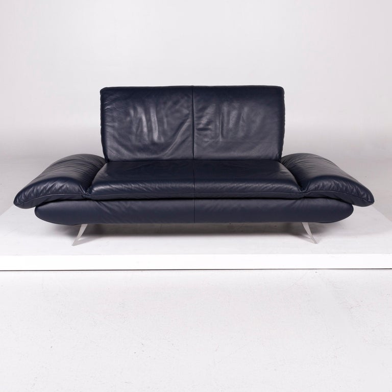 koinor rossini leather sofa blue two seat at 1stdibs