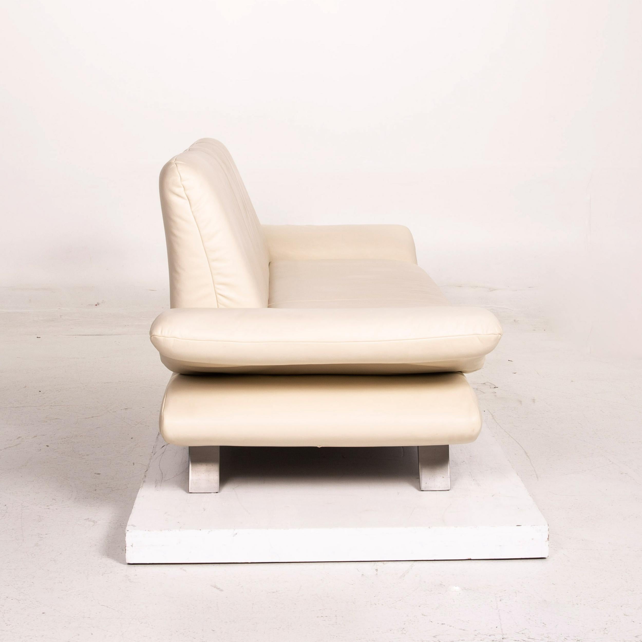 Koinor Rossini Leather Sofa Cream Three-Seater Function Couch 1