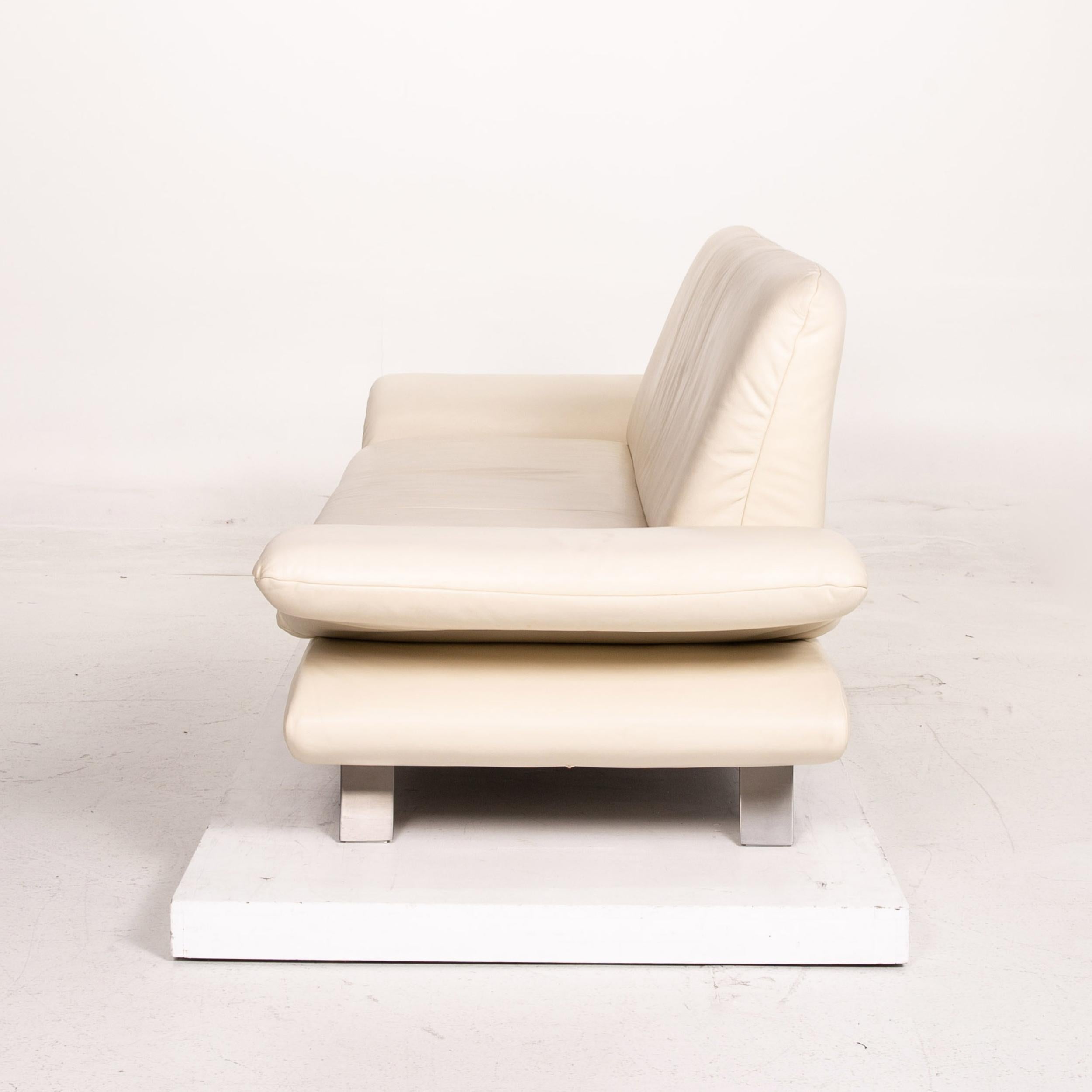Koinor Rossini Leather Sofa Cream Three-Seater Function Couch 3