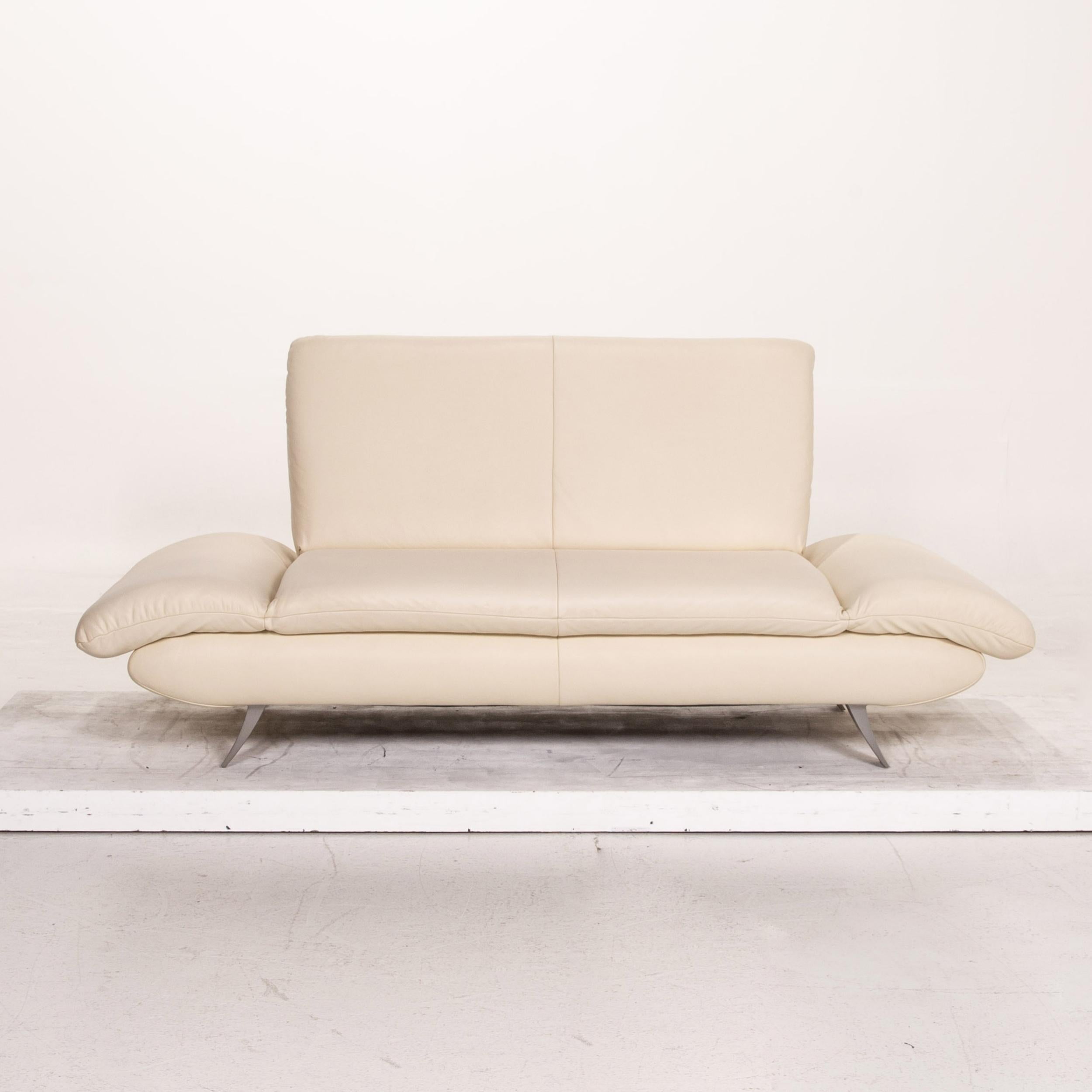 Modern Koinor Rossini Leather Sofa Cream Two-Seater Function Couch