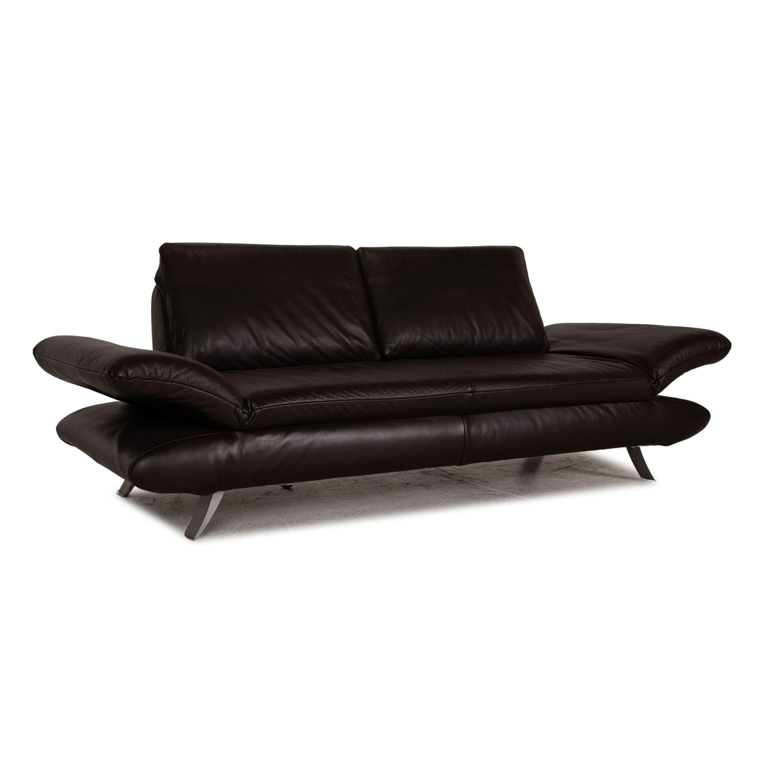 Koinor Rossini Leather Sofa Dark Brown Two-Seater Couch Function For Sale 2