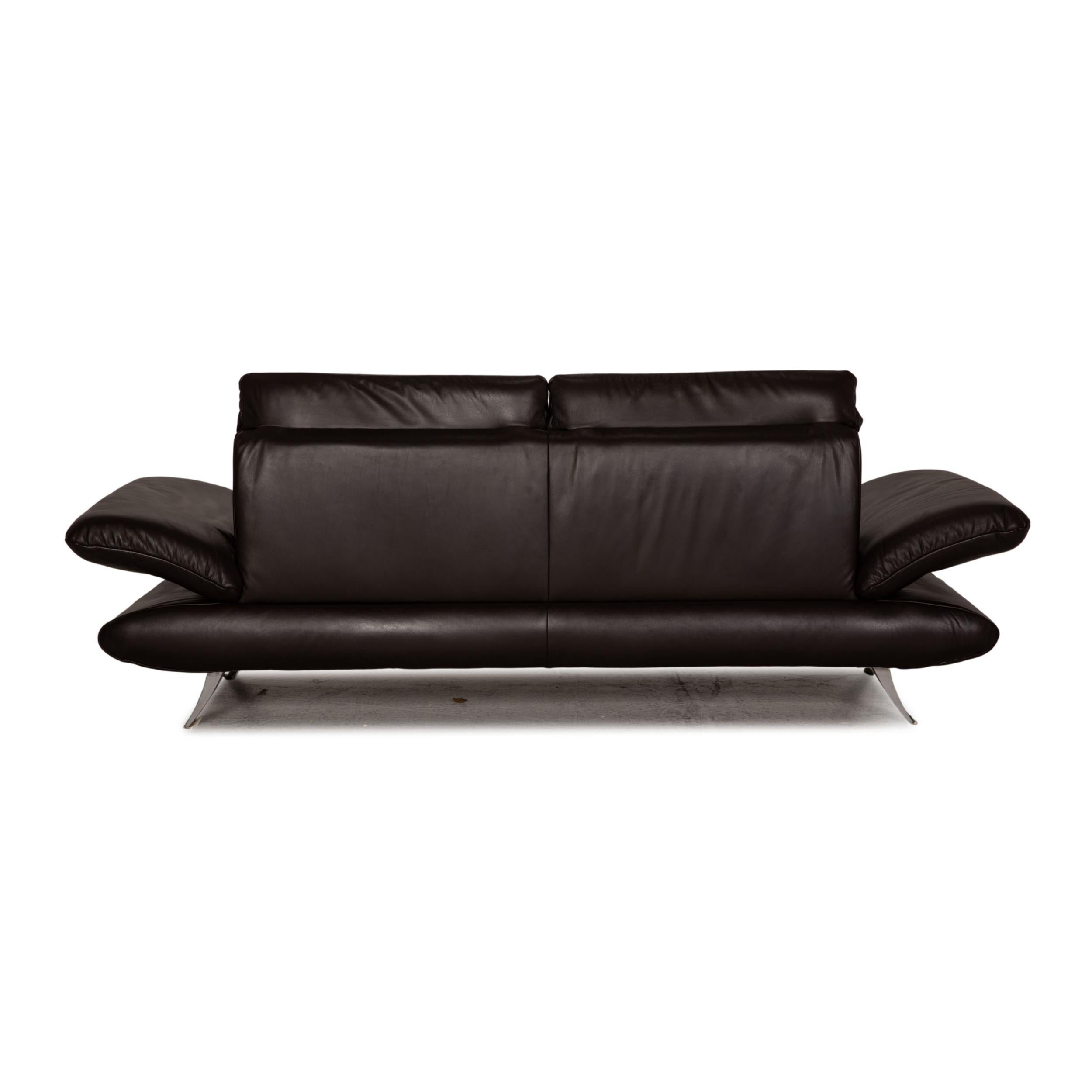 Koinor Rossini Leather Sofa Dark Brown Two-Seater Couch Function For Sale 4