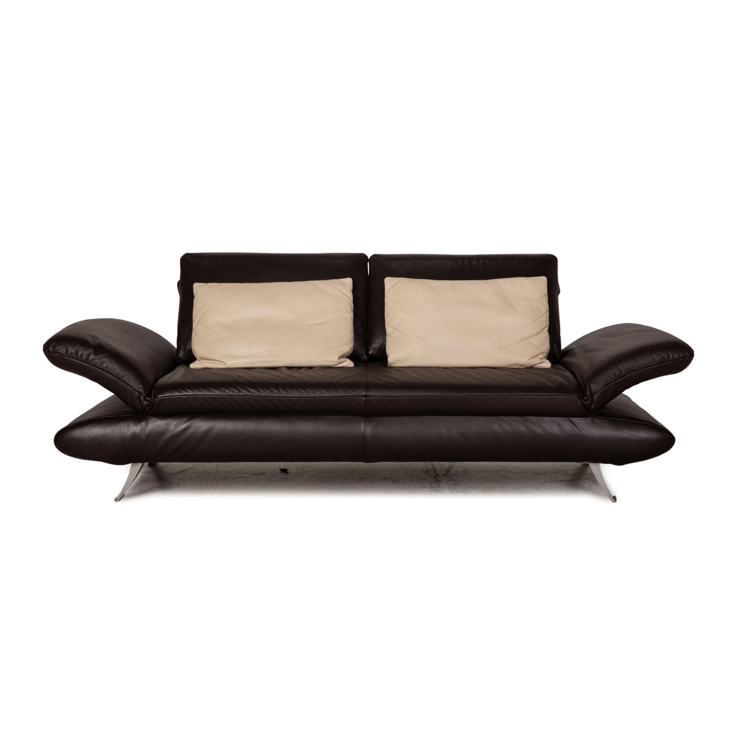 Koinor Rossini Leather Sofa Dark Brown Two-Seater Couch Function For Sale  at 1stDibs