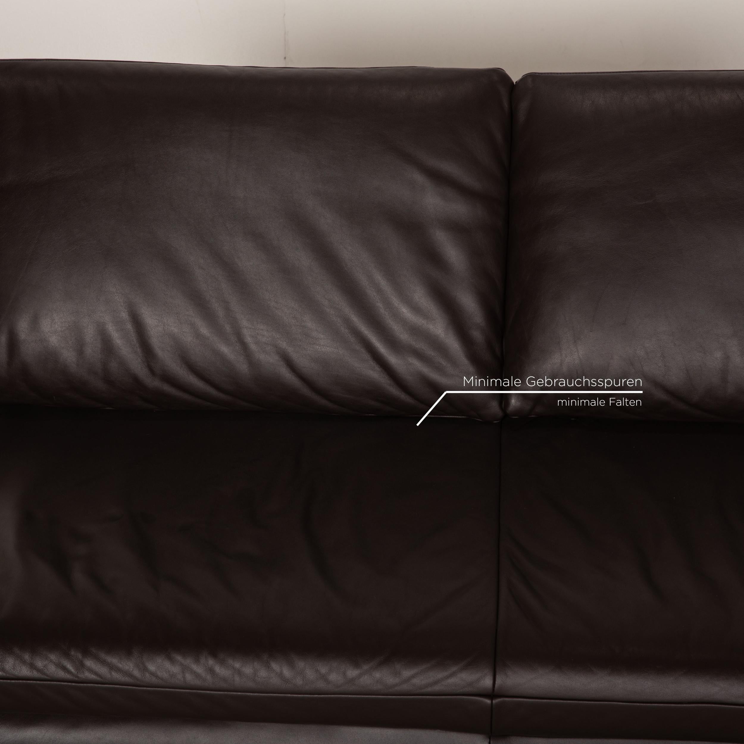 German Koinor Rossini Leather Sofa Dark Brown Two-Seater Couch Function For Sale