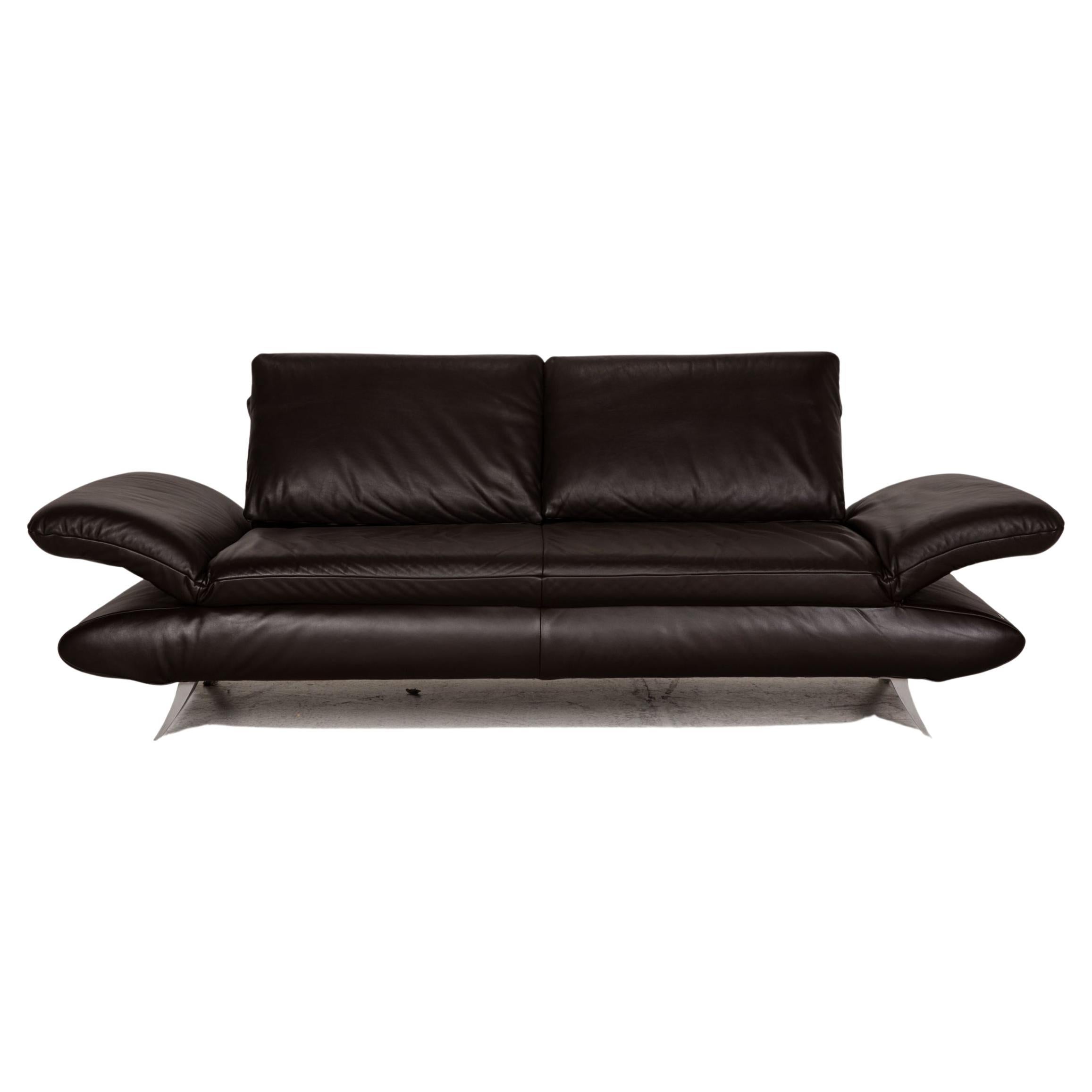 Koinor Rossini Leather Sofa Dark Brown Two-Seater Couch Function For Sale