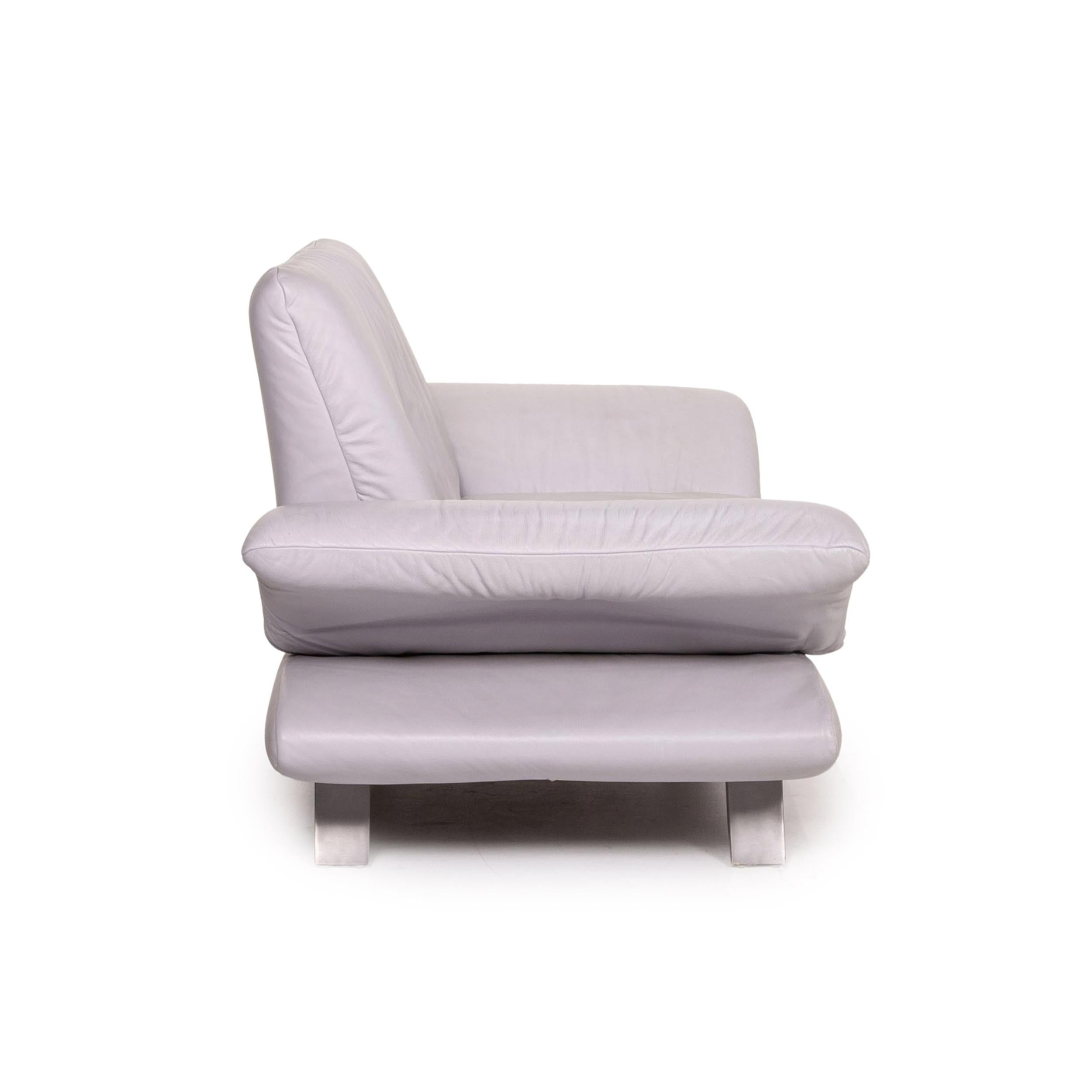 Koinor Rossini Leather Sofa Gray Gray Blue Two-Seat Function Couch For Sale 4