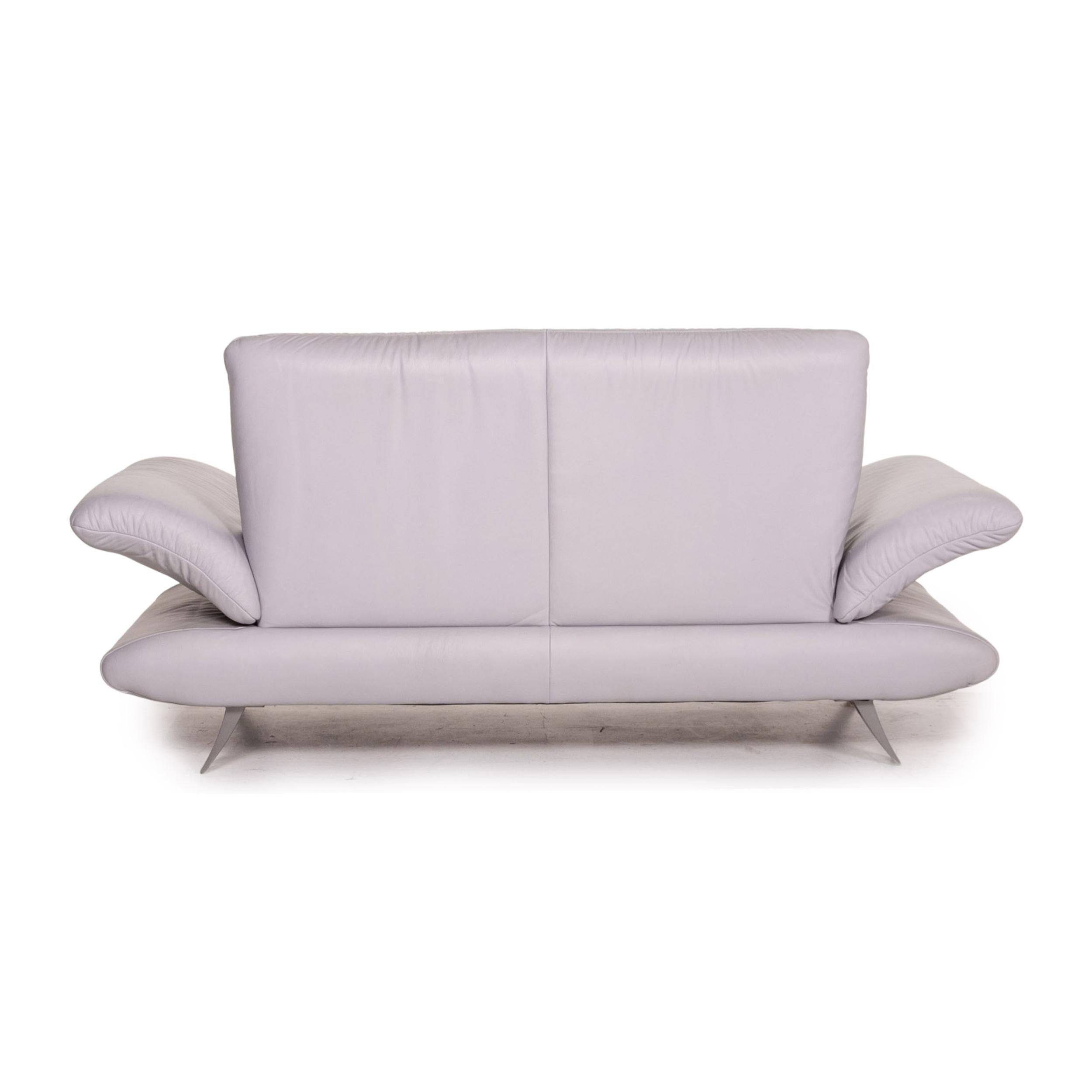 Koinor Rossini Leather Sofa Gray Gray Blue Two-Seat Function Couch For Sale 5