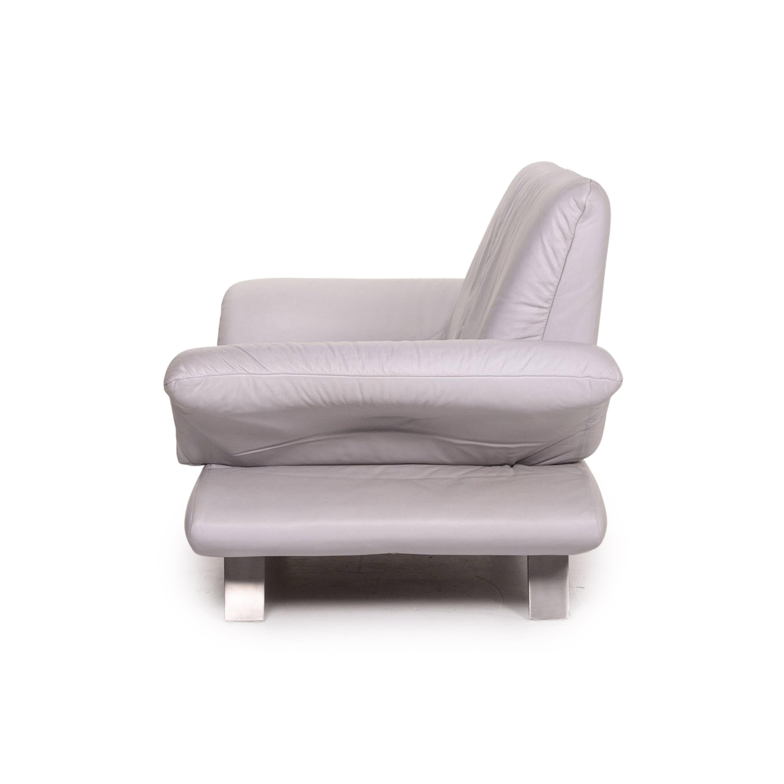 Koinor Rossini Leather Sofa Gray Gray Blue Two-Seat Function Couch For Sale 6