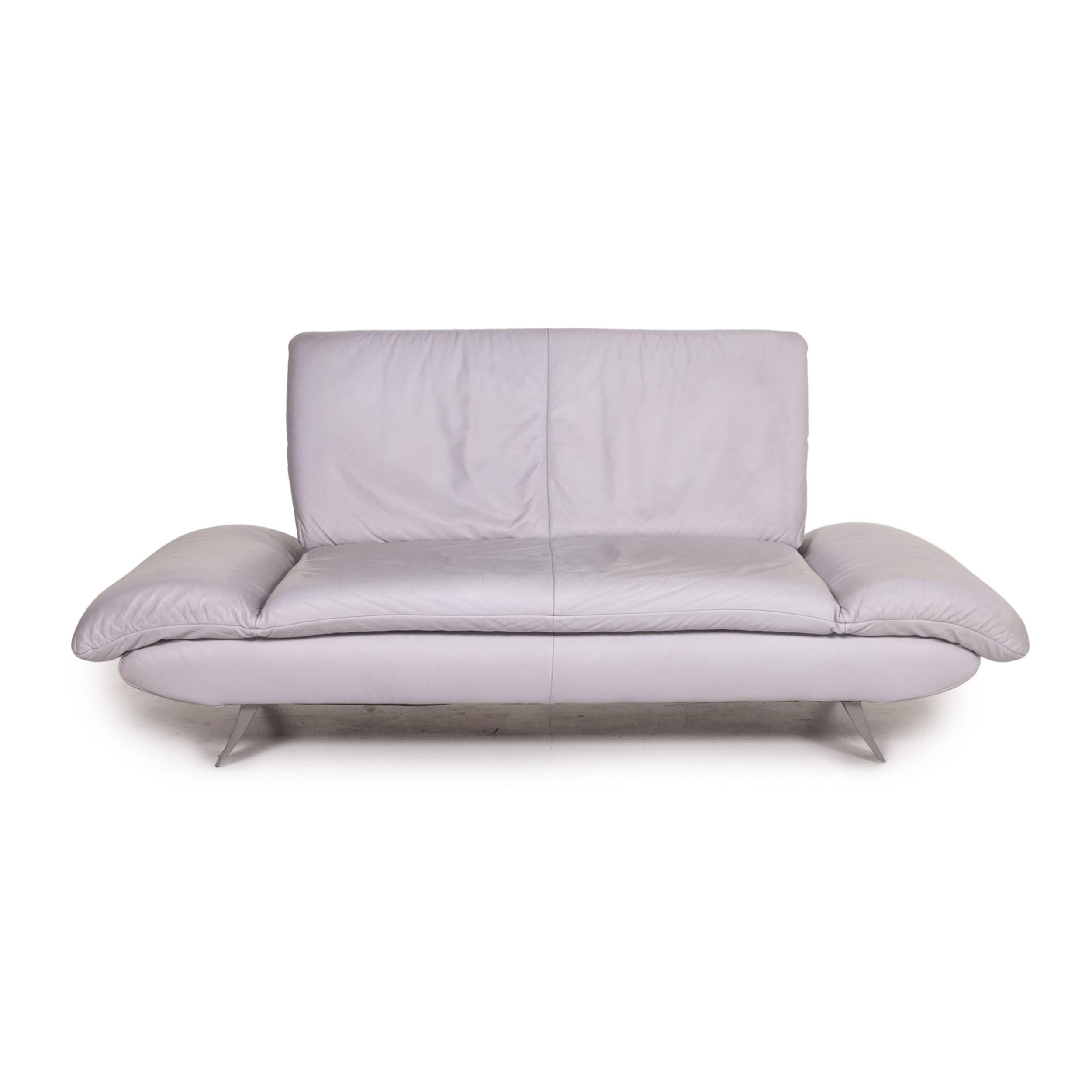 Modern Koinor Rossini Leather Sofa Gray Gray Blue Two-Seat Function Couch For Sale