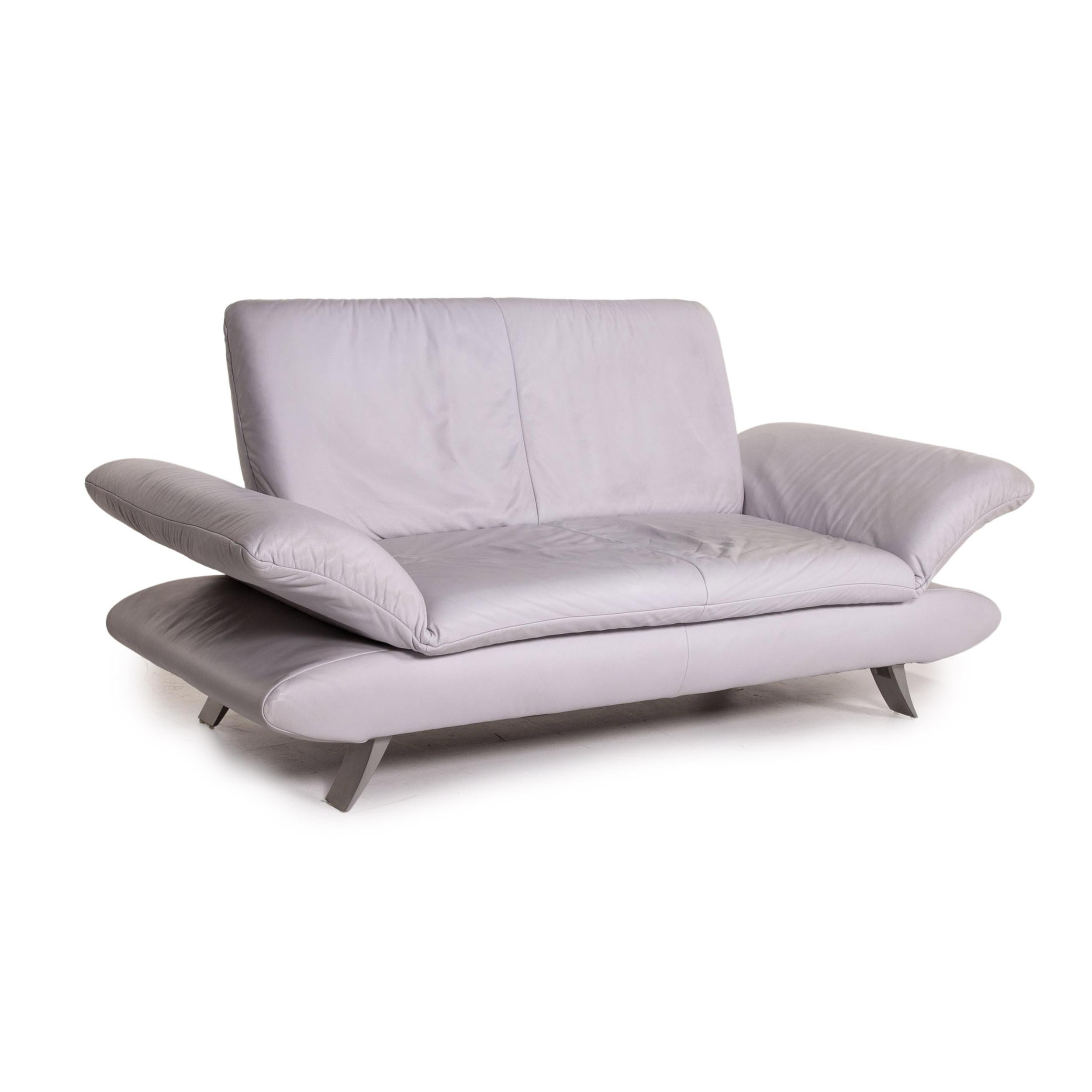 Koinor Rossini Leather Sofa Gray Gray Blue Two-Seat Function Couch For Sale 2