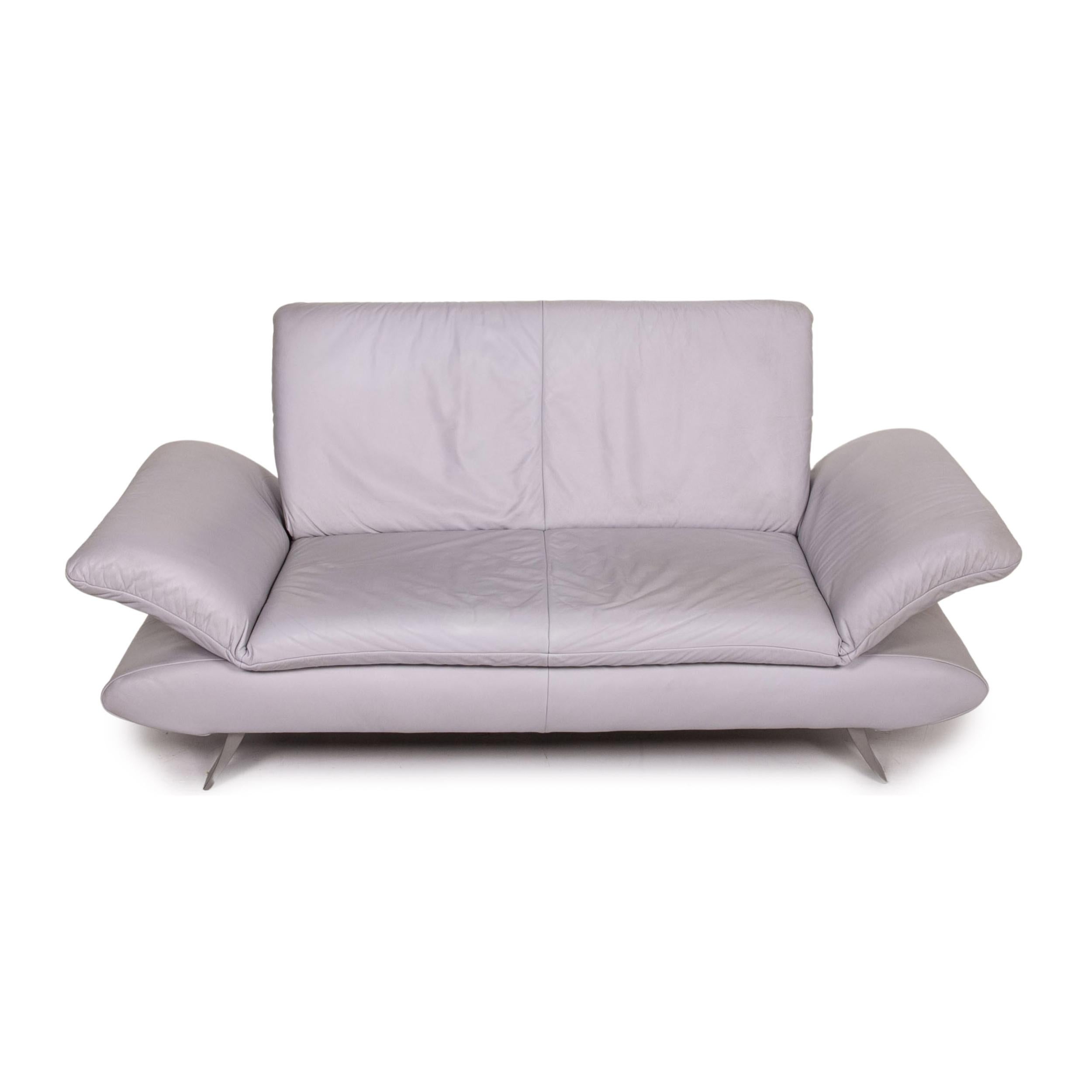 Koinor Rossini Leather Sofa Gray Gray Blue Two-Seat Function Couch For Sale 3
