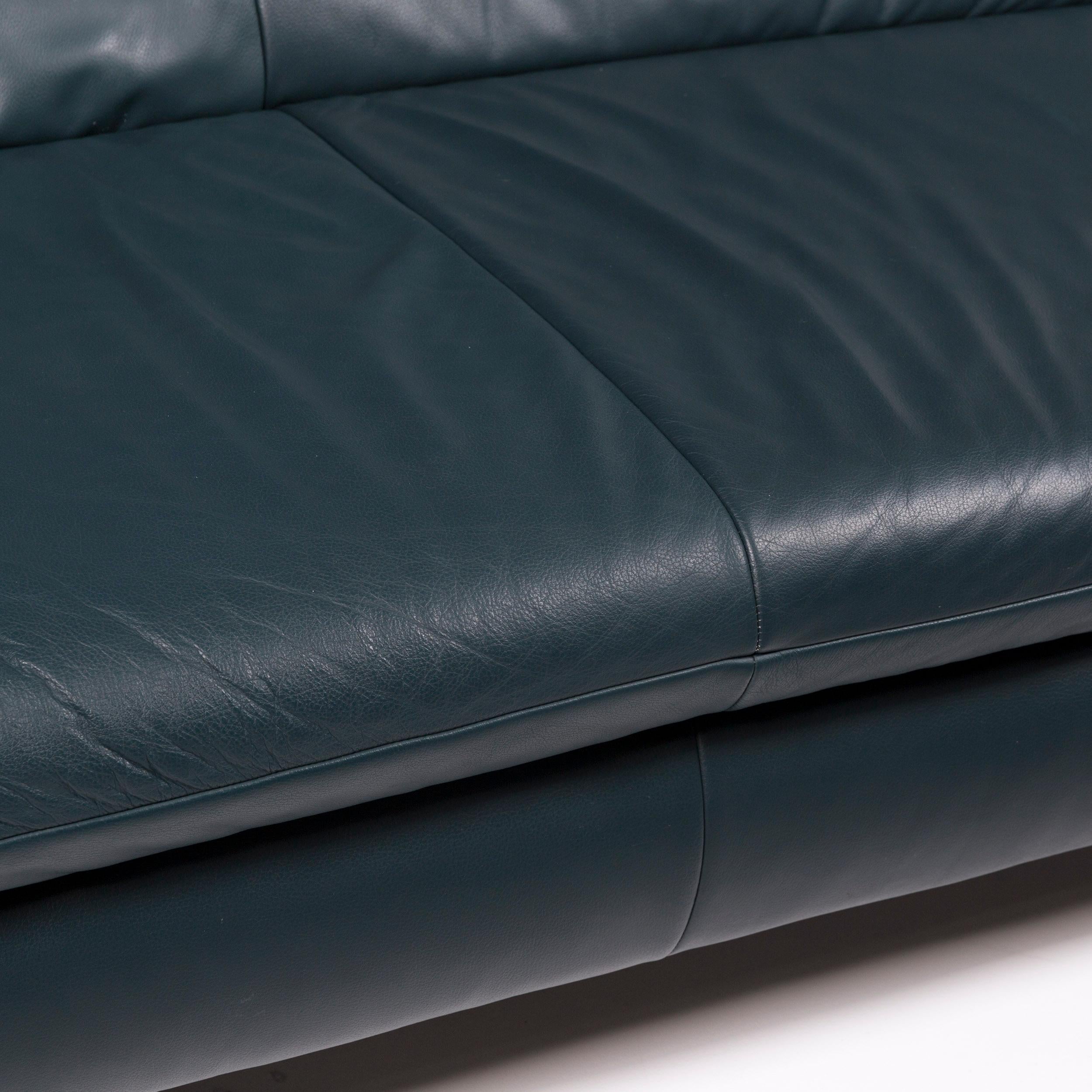 German Koinor Rossini Leather Sofa Green Three-Seat For Sale