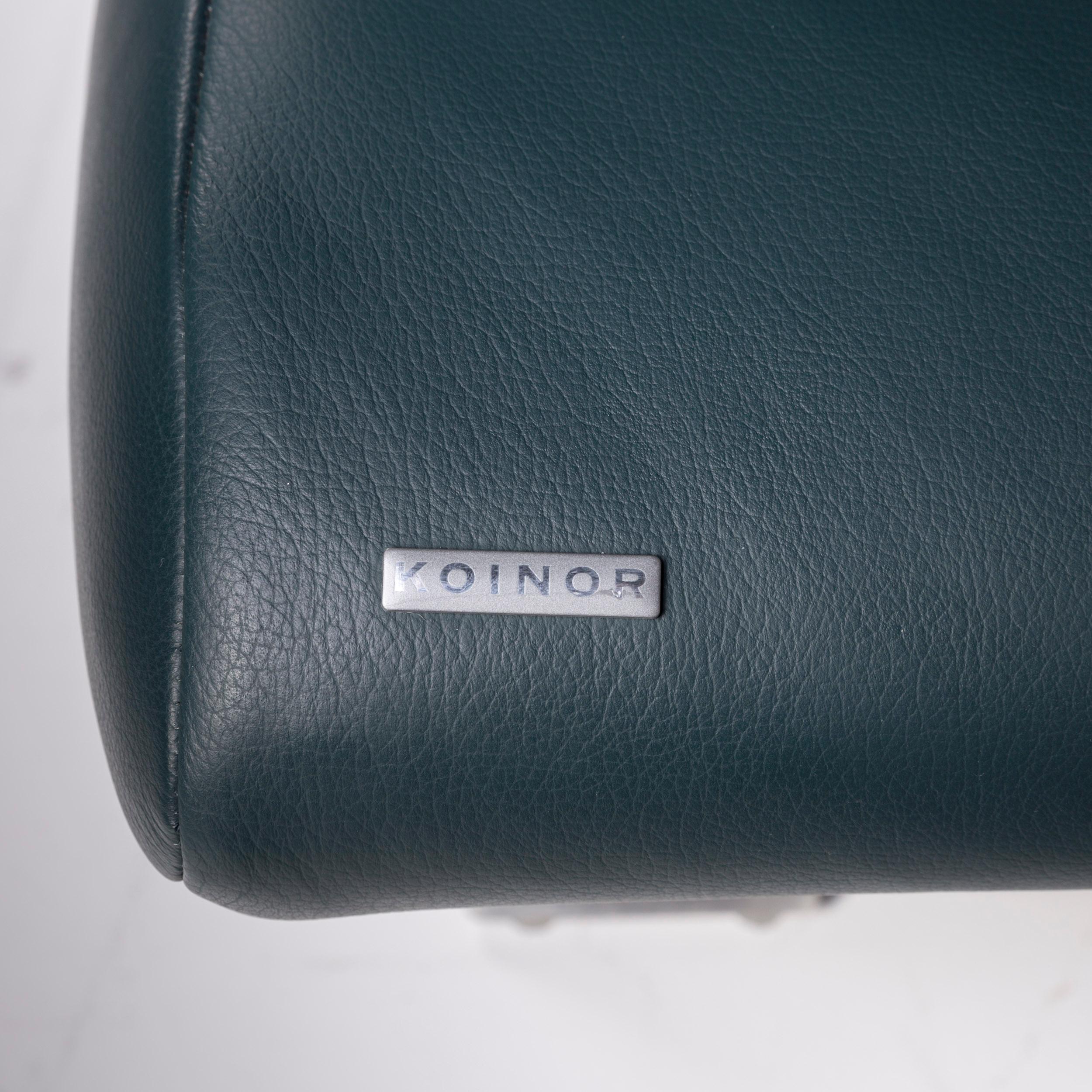 Contemporary Koinor Rossini Leather Sofa Green Three-Seat For Sale