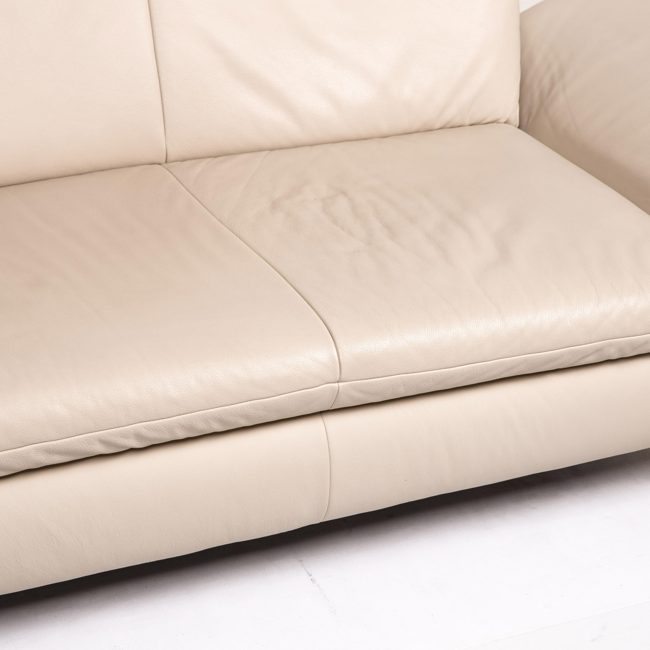 Koinor Rossini Leather Sofa Set Beige Taupe 1 Three-Seat 1 Two-Seat 1