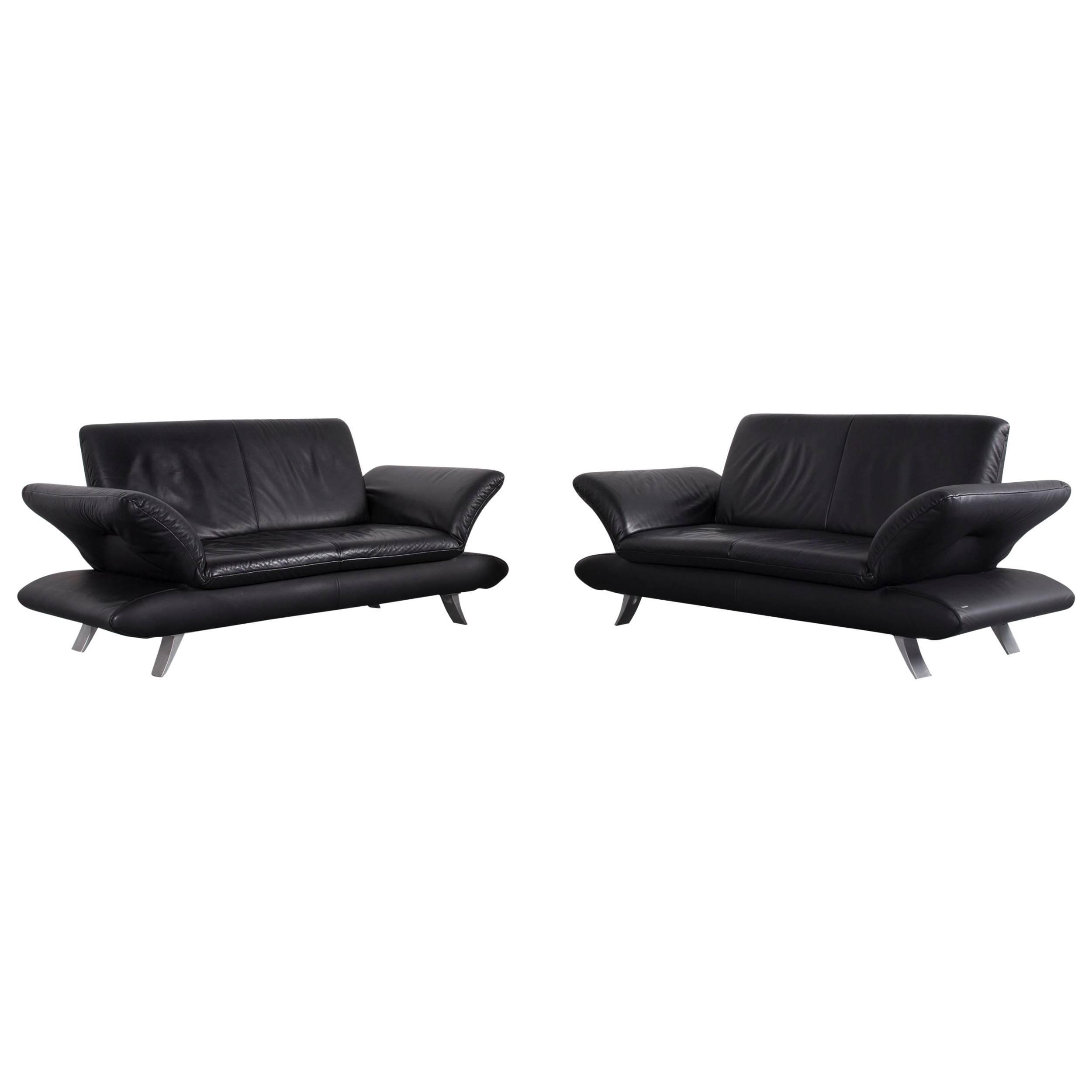 Koinor Rossini Leather Sofa Set Black TwoSeat at 1stDibs