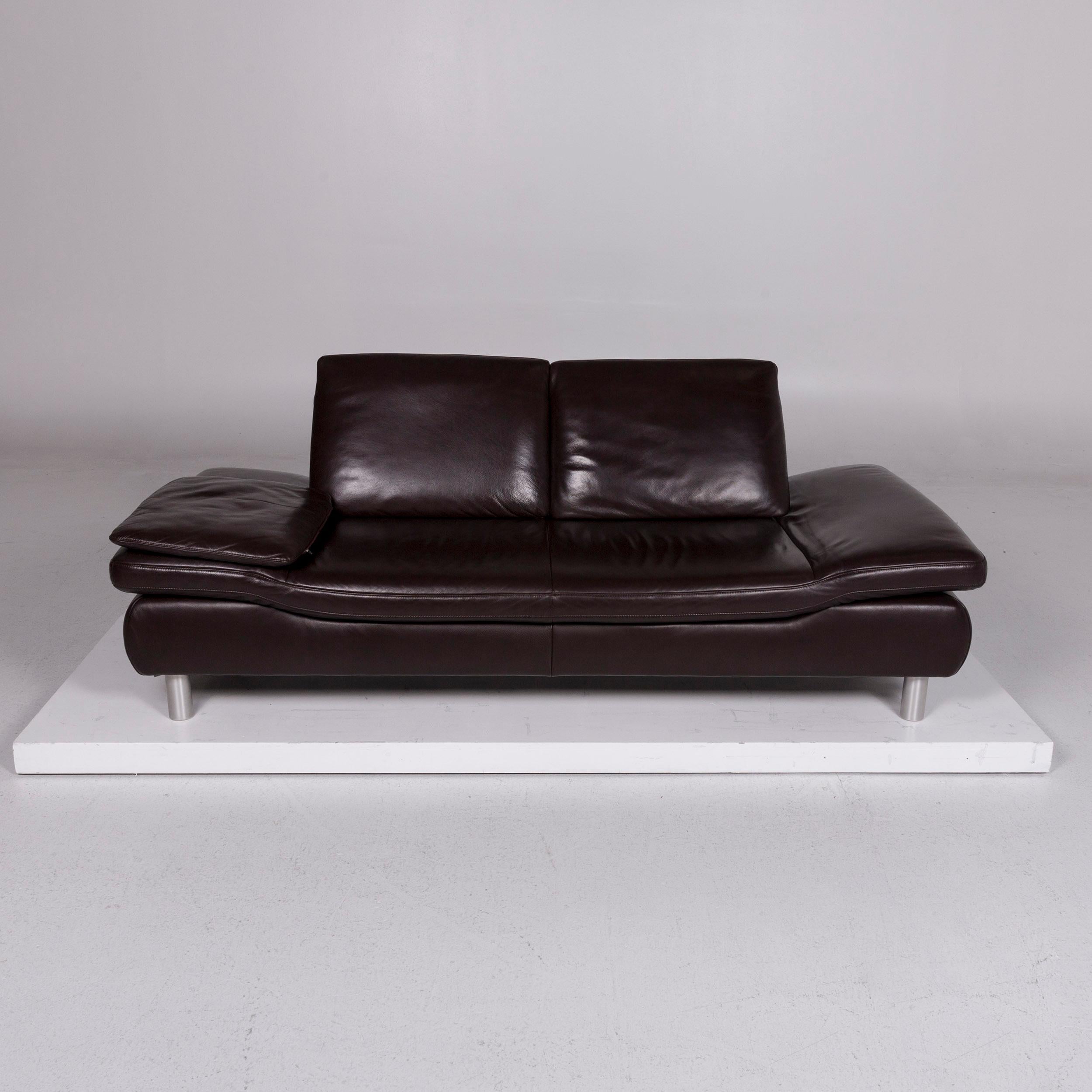 Koinor Rossini Leather Sofa Set Brown Dark Brown 2 Two-Seat In Good Condition In Cologne, DE