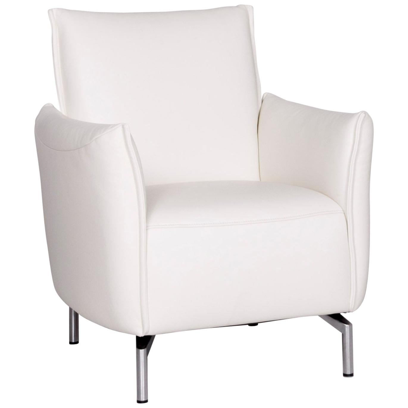 Koinor Vanda Designer Leather Armchair White Genuine Leather Chair at