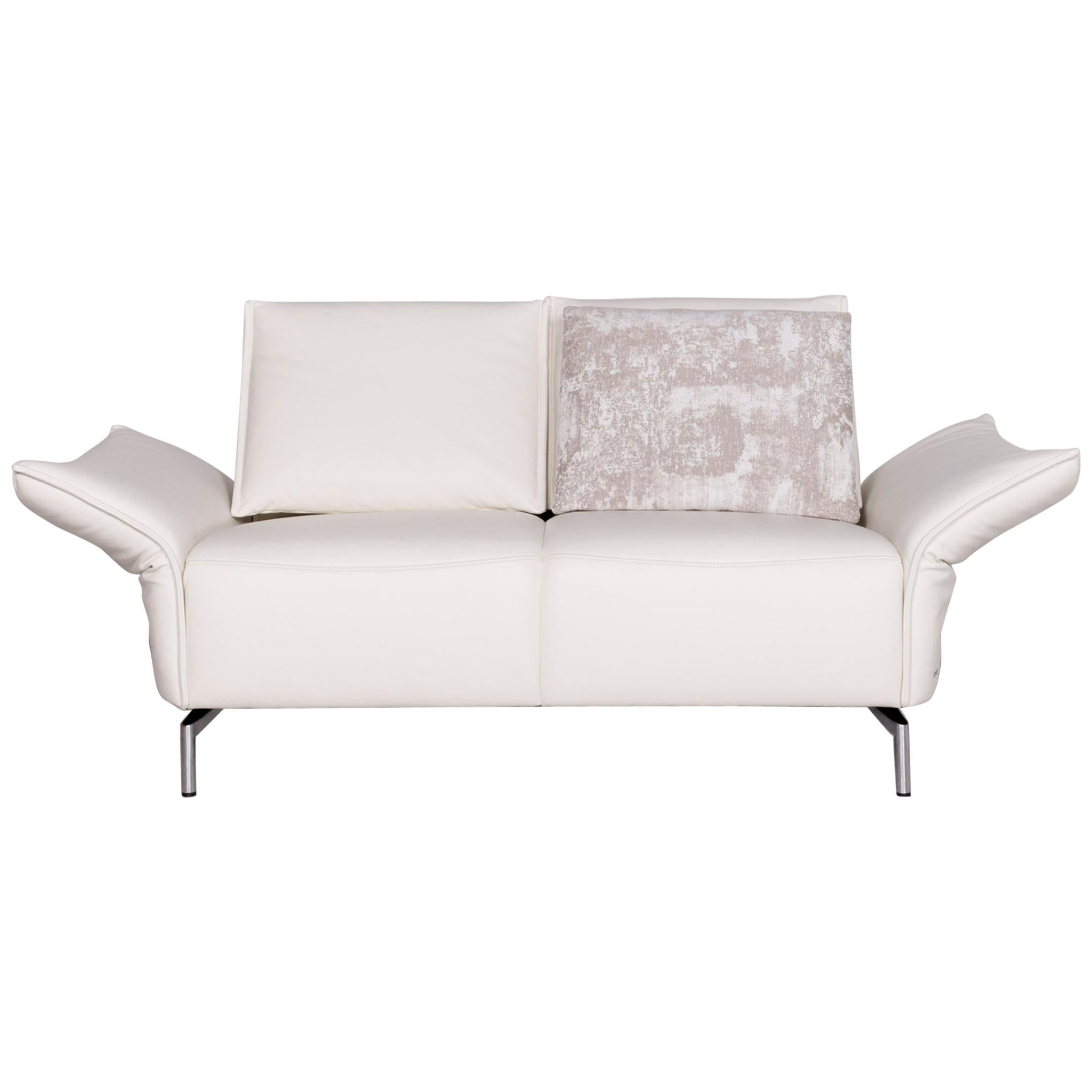 Koinor Vanda Designer Leather Sofa White Real Leather Two-Seat Couch