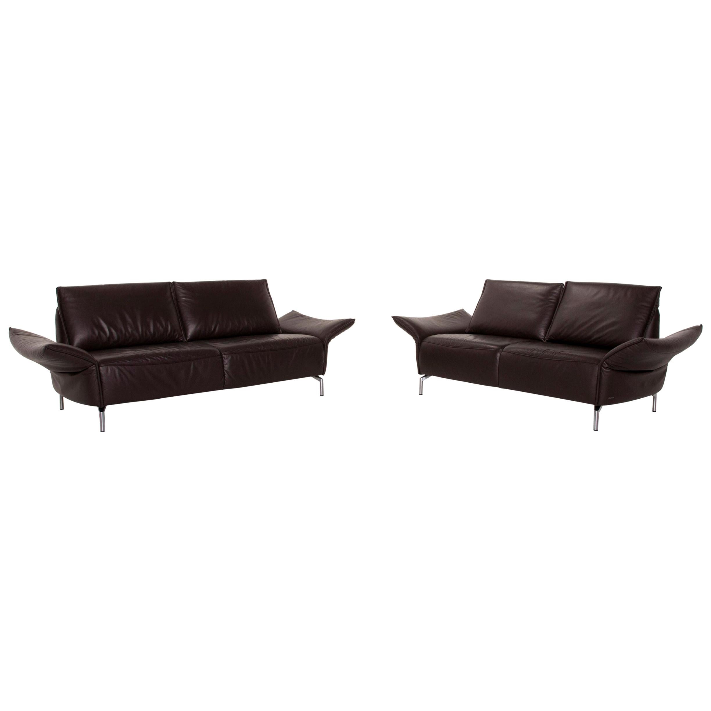 Koinor Vanda Leather Sofa Set Dark Brown 1 ThreeSeat 1 TwoSeat For