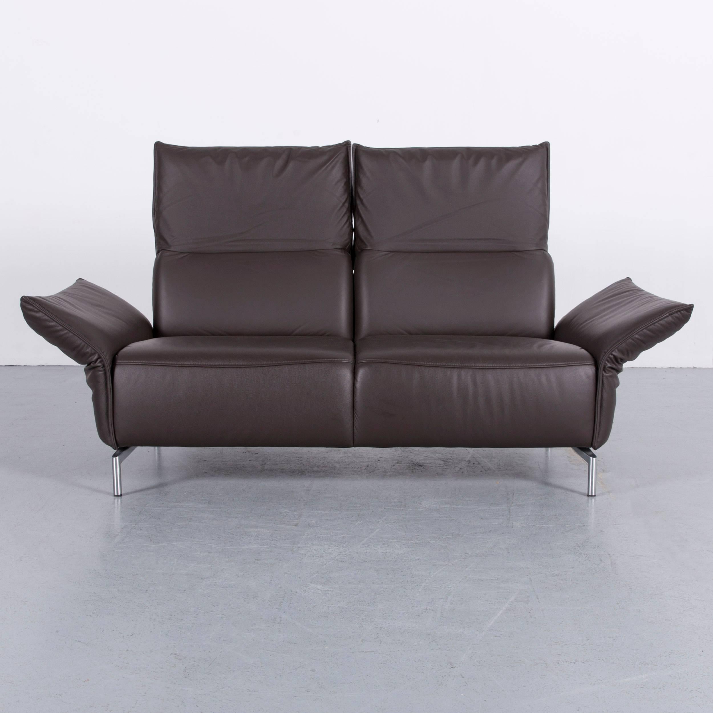 Contemporary Koinor Vanda Two-Seat Sofa Brown Leather Function