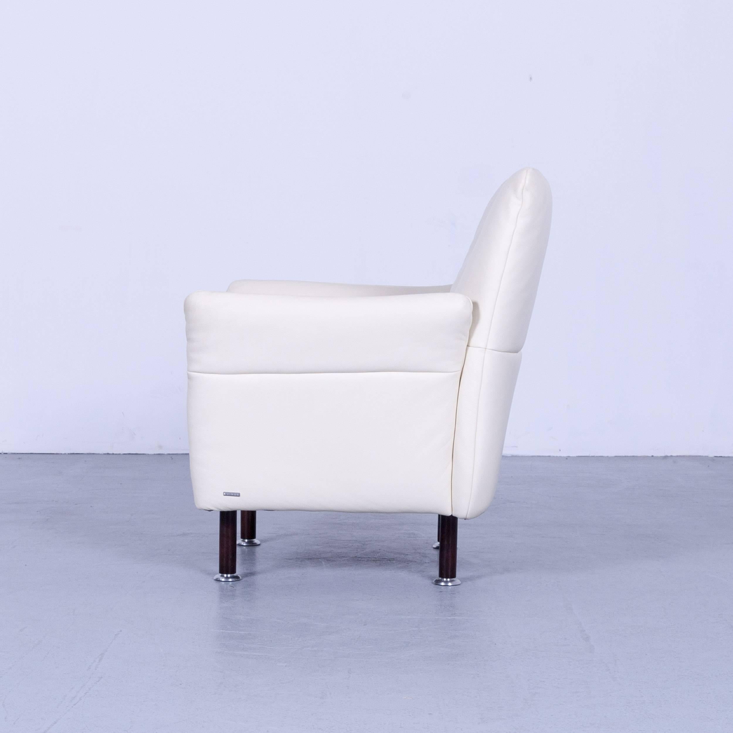 Koinor Vittoria Designer Leather Armchair in Crème White with Functions 1
