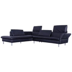 Koinor Vittoria Designer Leather Corner Sofa Black Couch