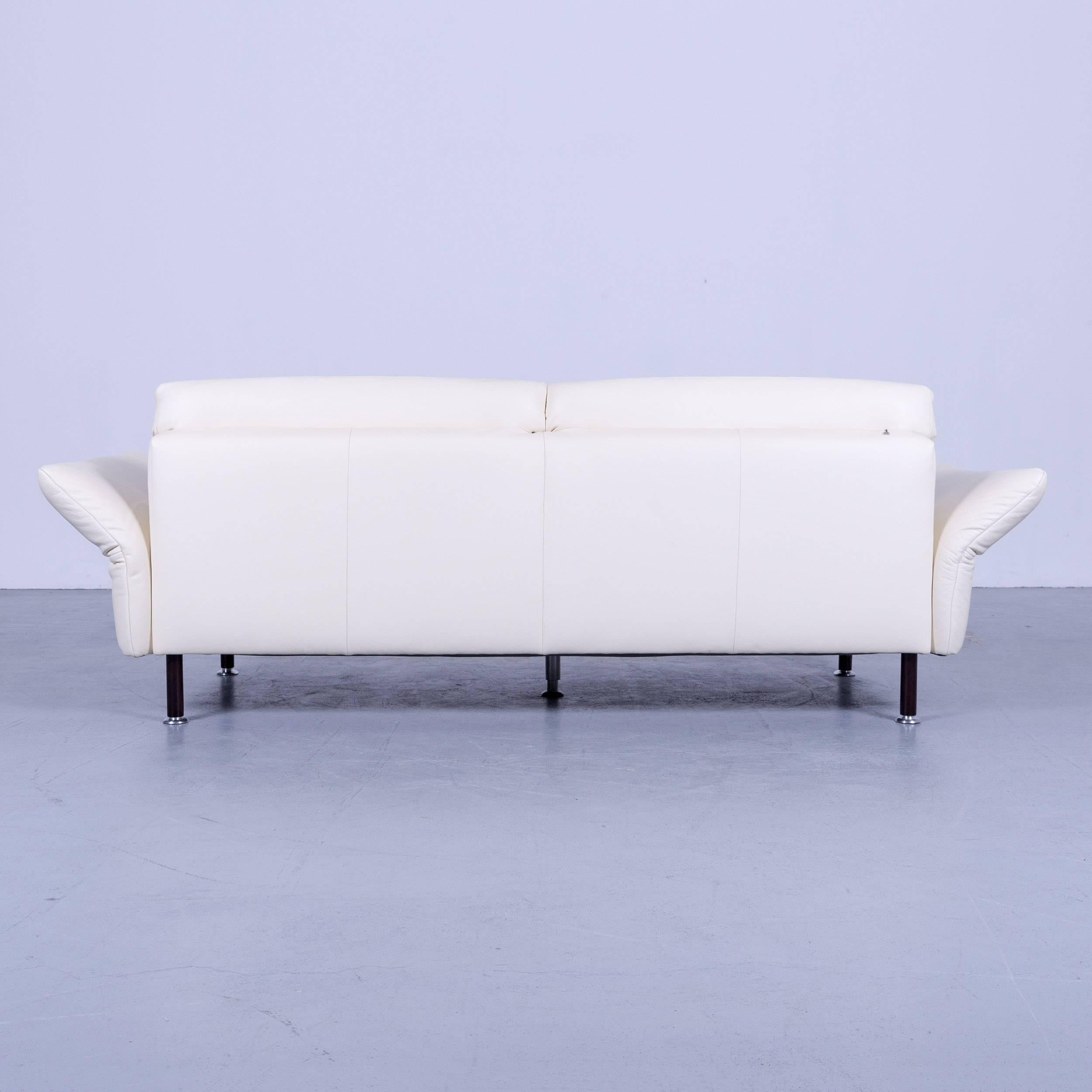 Koinor Vittoria Designer Leather Sofa in Crème White Three-Seat Couch 5