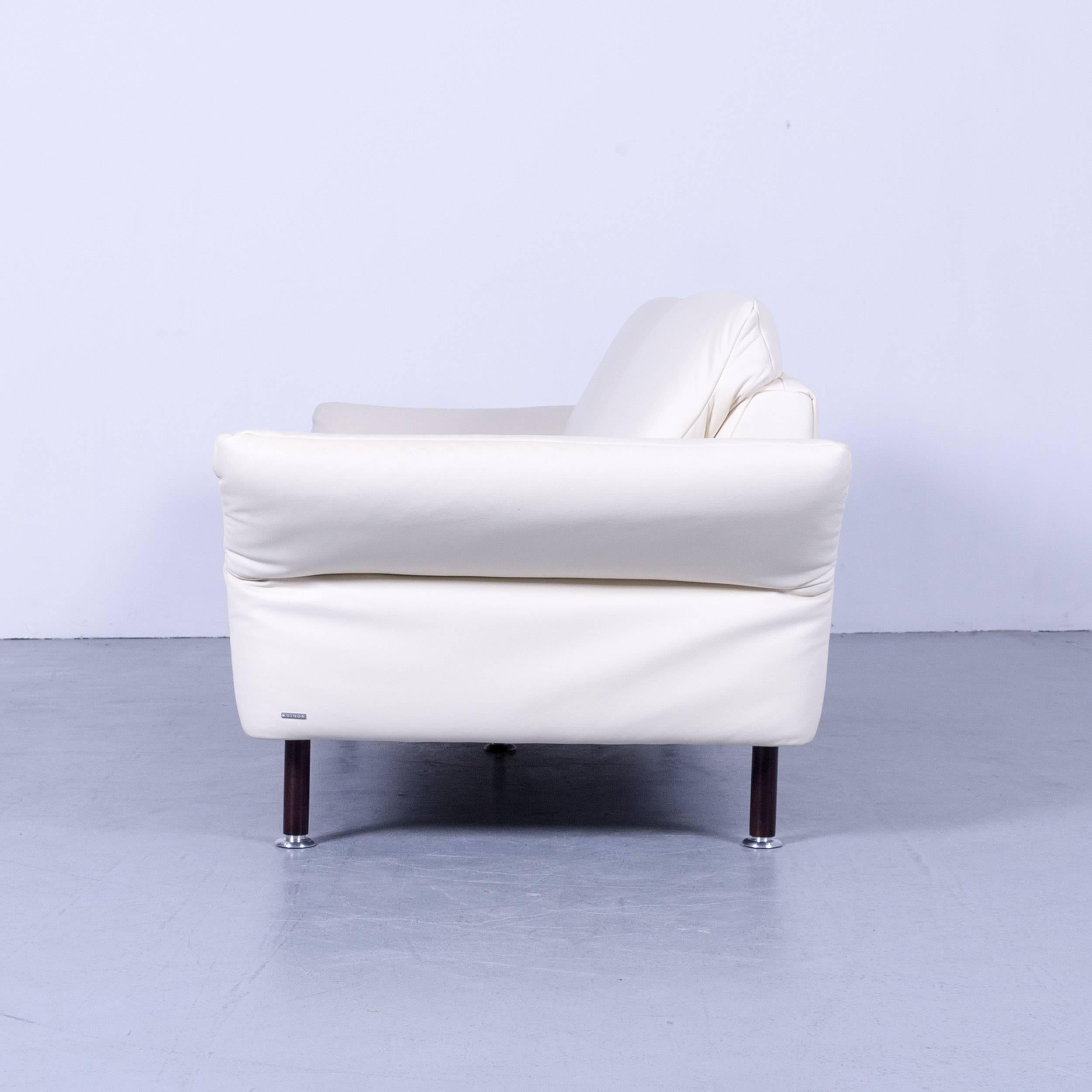Koinor Vittoria Designer Leather Sofa in Crème White Three-Seat Couch 6